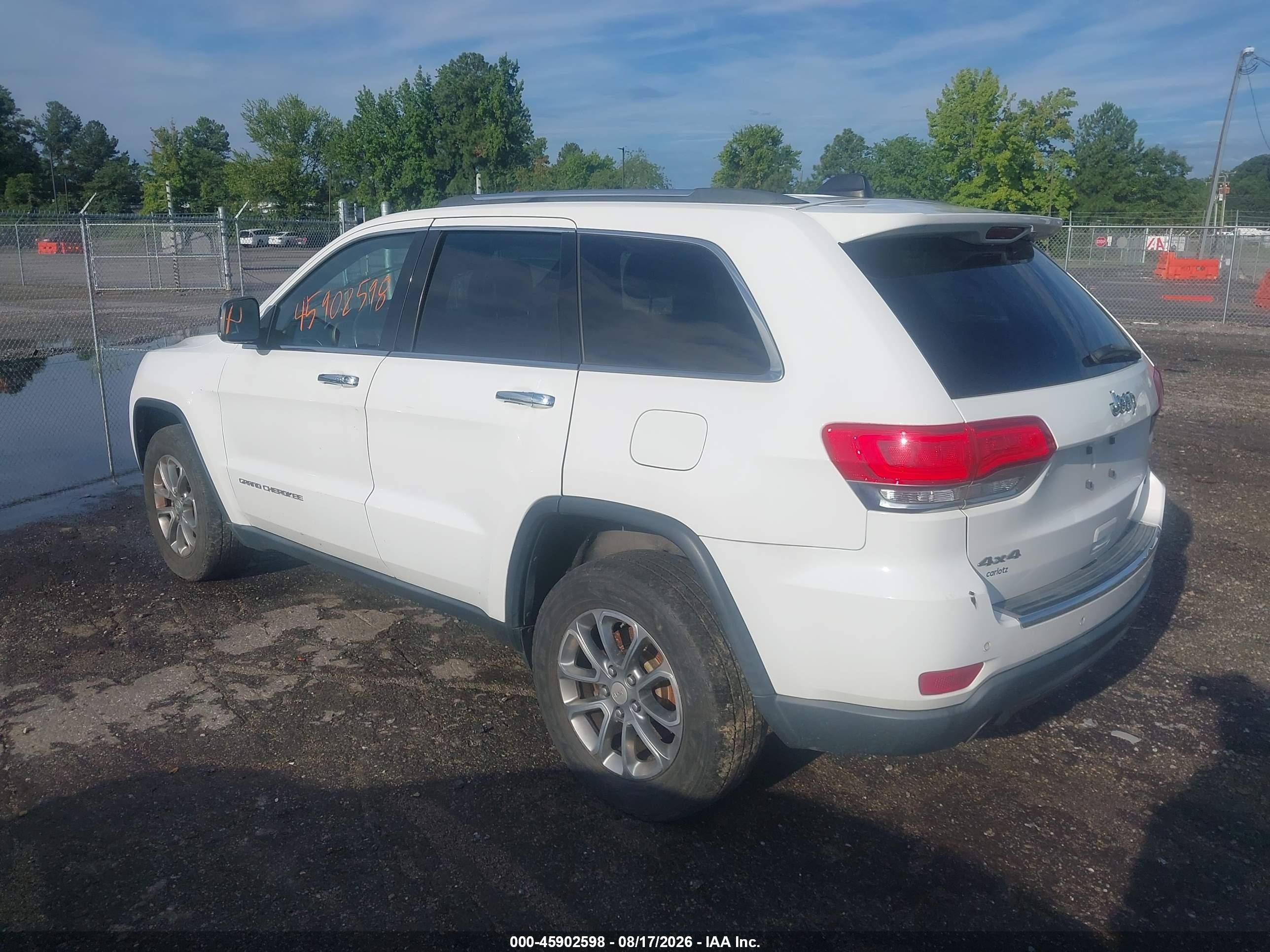 2014 Jeep Grand Cherokee Limited White vin: 1C4RJFBG3EC572090