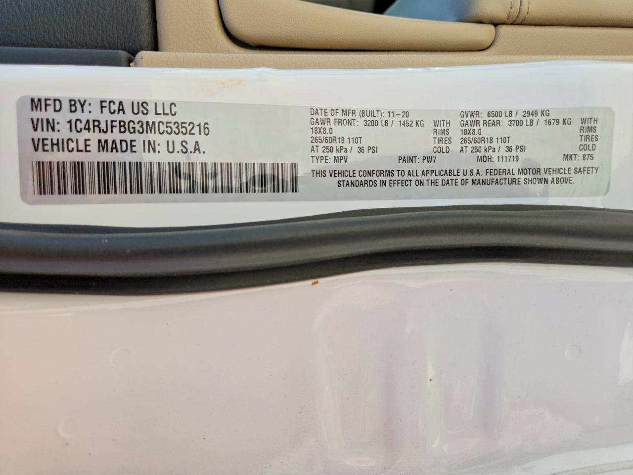 2021 Jeep Grand Cherokee Limited White vin: 1C4RJFBG3MC535216