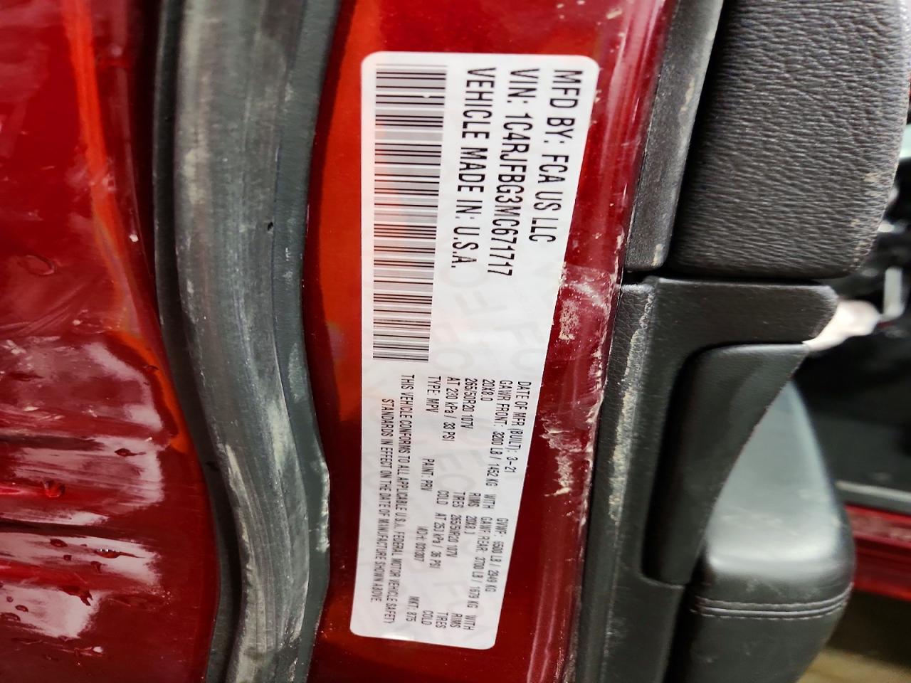 2021 Jeep Grand Cherokee Limited Красный vin: 1C4RJFBG3MC671717