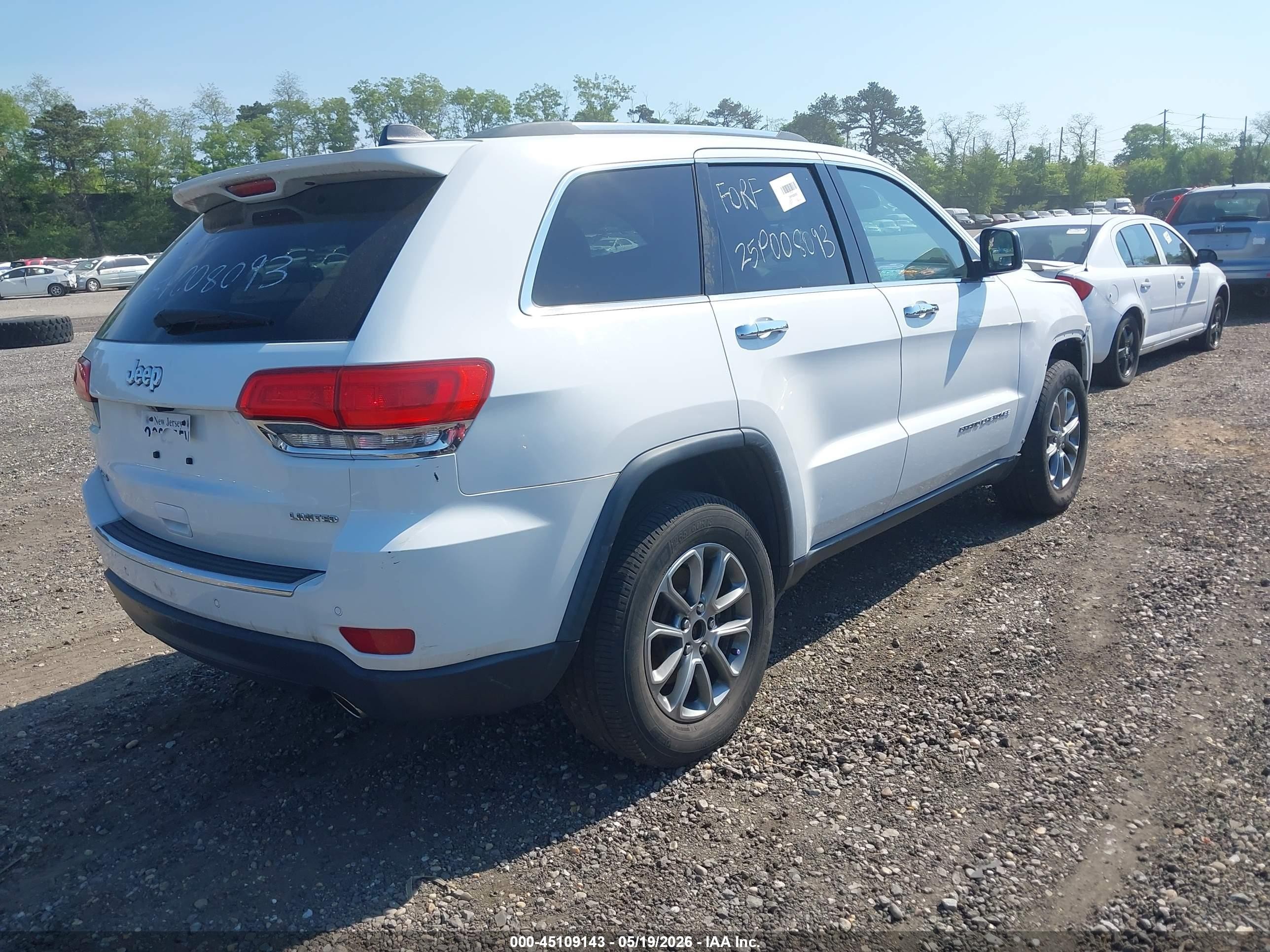 2014 Jeep Grand Cherokee Limited White vin: 1C4RJFBG4EC356717