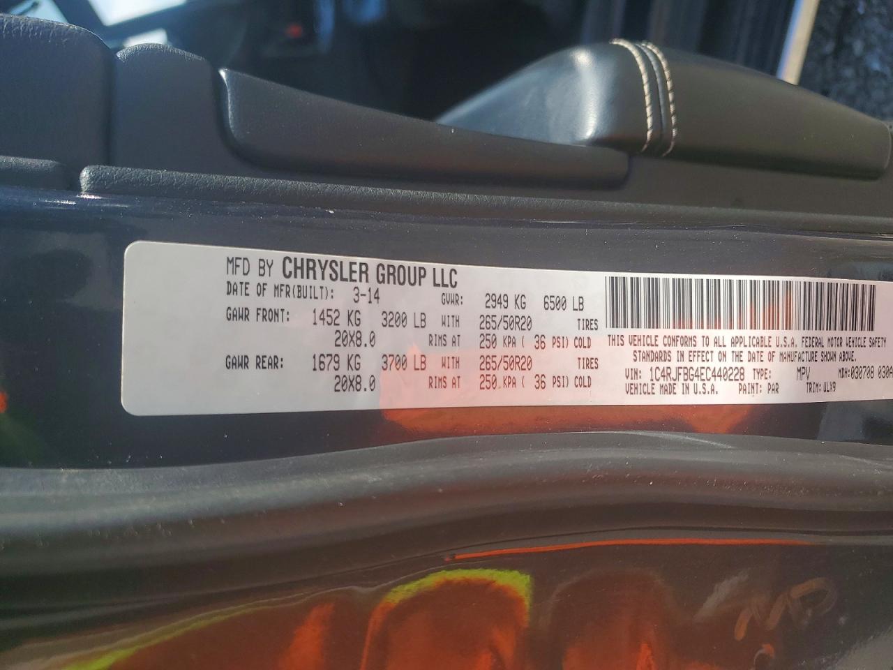 2014 Jeep Grand Cherokee Limited Угольный vin: 1C4RJFBG4EC440228