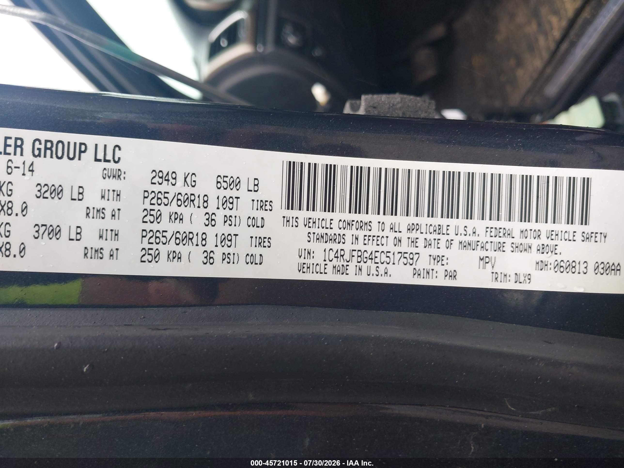 2014 Jeep Grand Cherokee Limited Black vin: 1C4RJFBG4EC517597