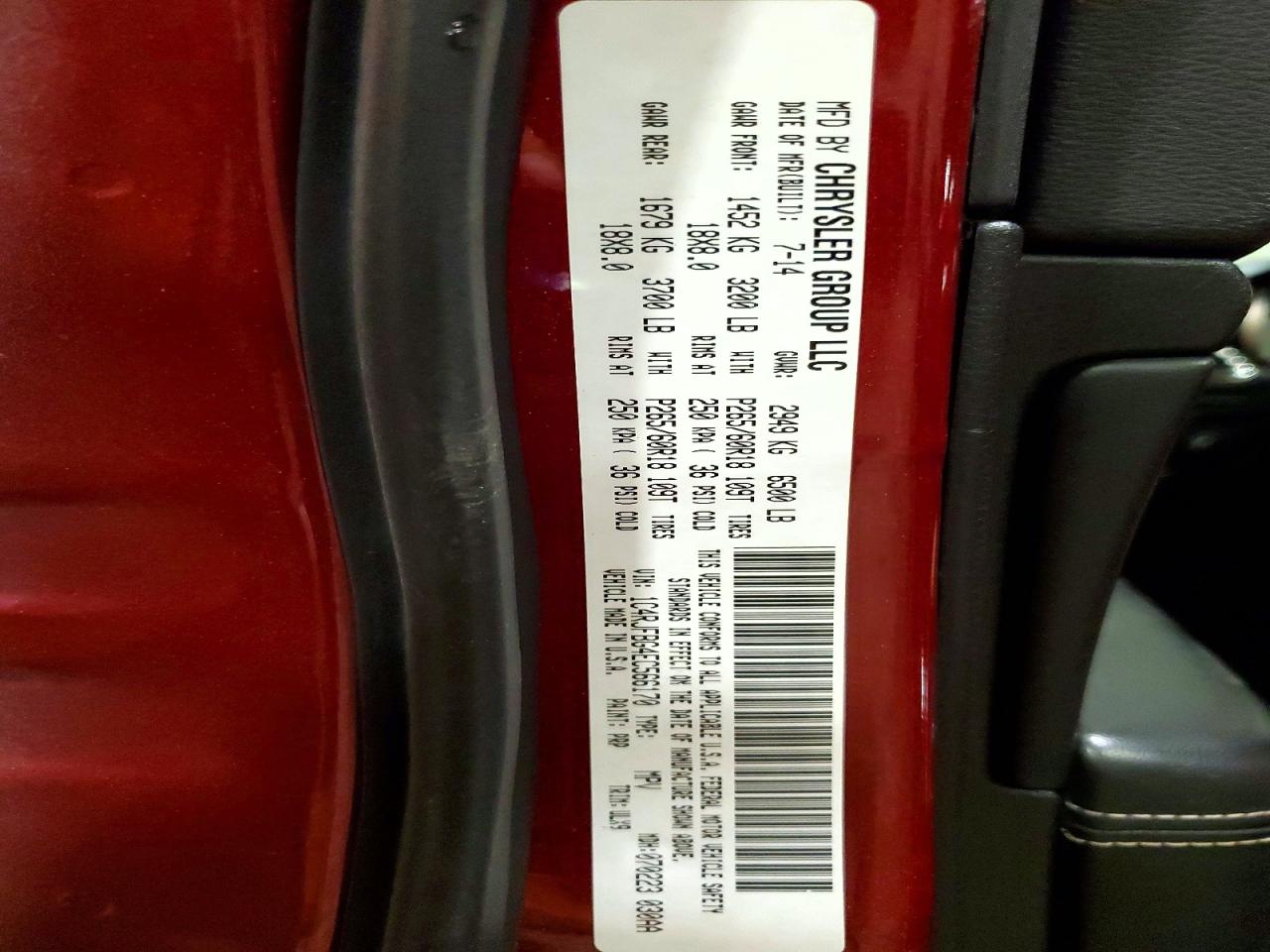 2014 Jeep Grand Cherokee Limited Red vin: 1C4RJFBG4EC566170