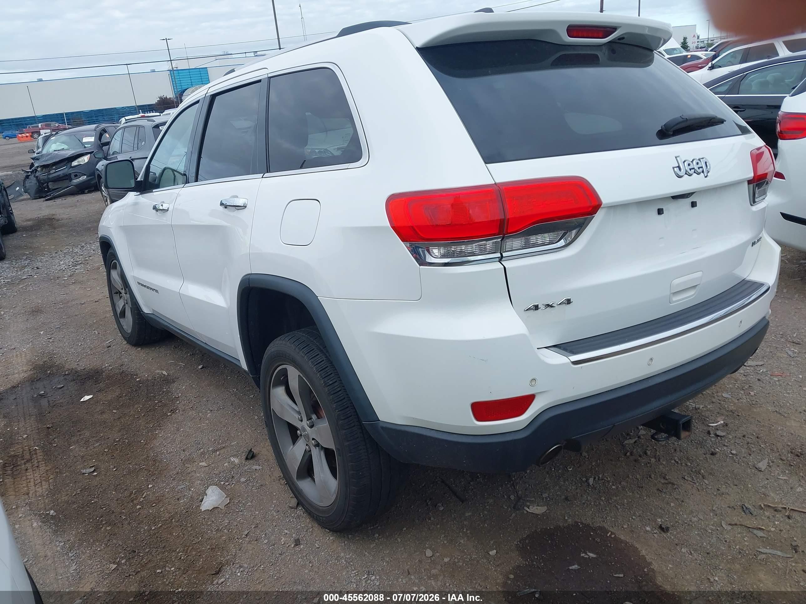 2014 Jeep Grand Cherokee Limited White vin: 1C4RJFBG4EC577671