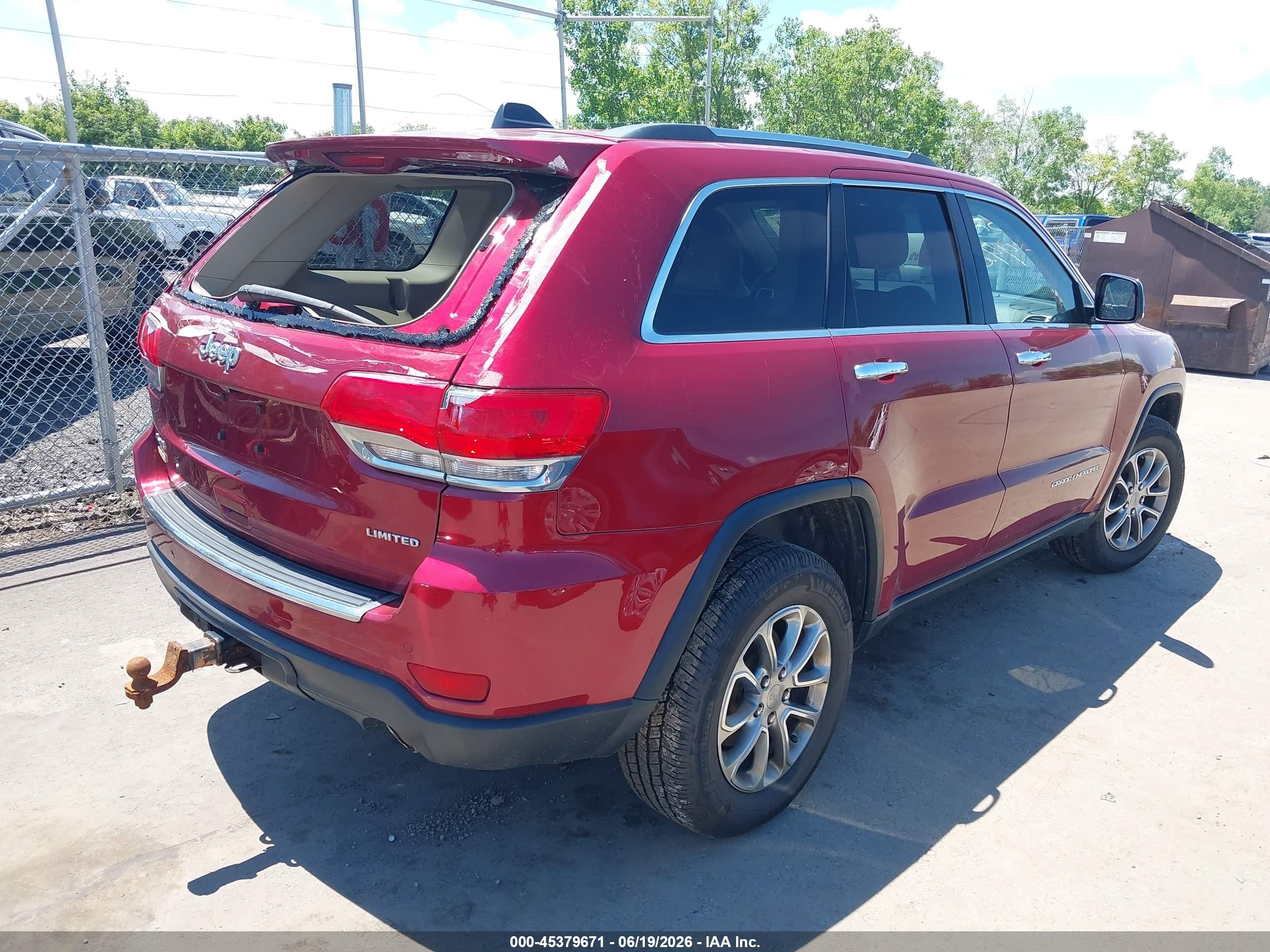 2015 Jeep Grand Cherokee Limited Red vin: 1C4RJFBG4FC241441