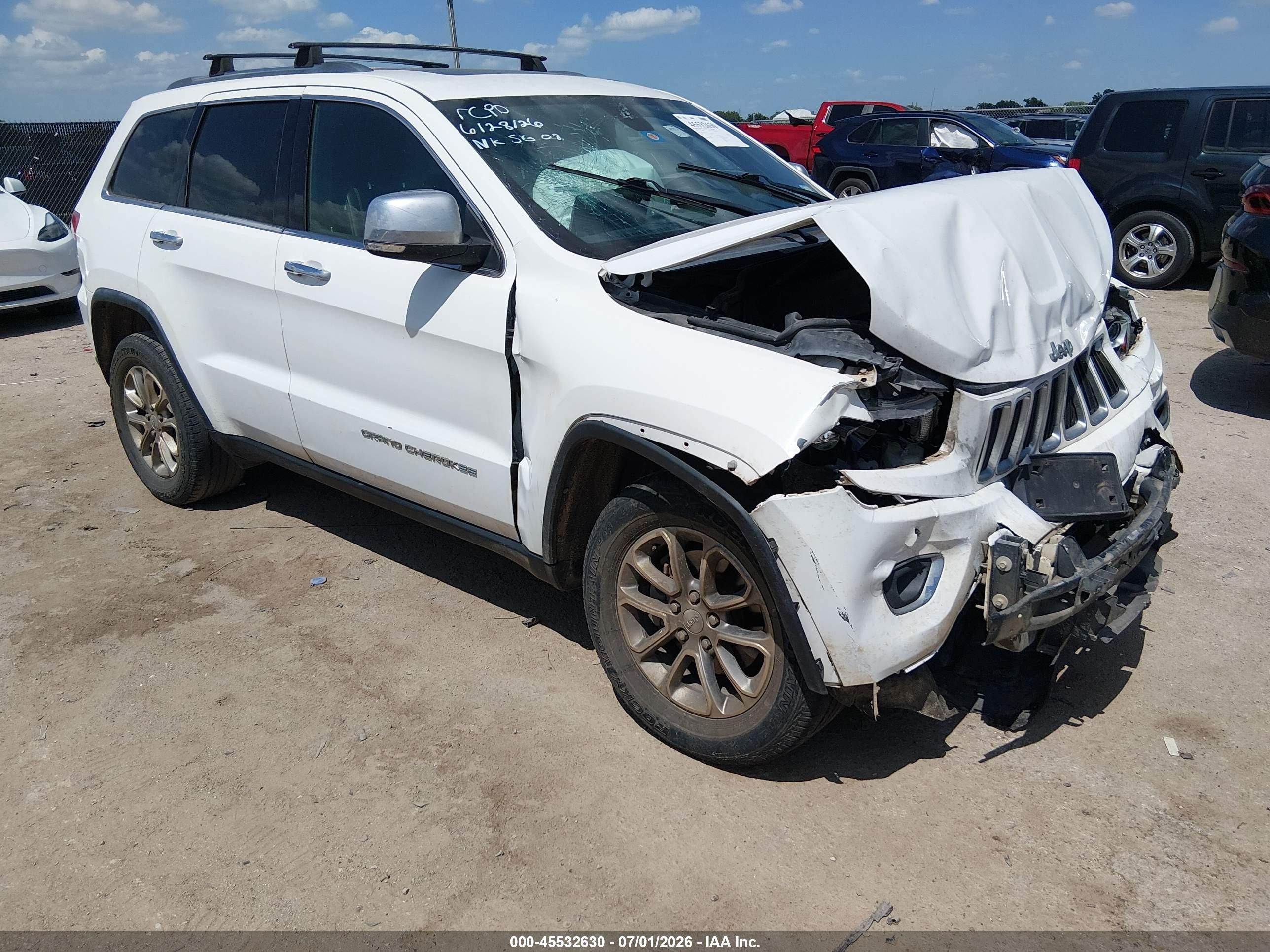 2015 Jeep Grand Cherokee Limited White vin: 1C4RJFBG4FC753474