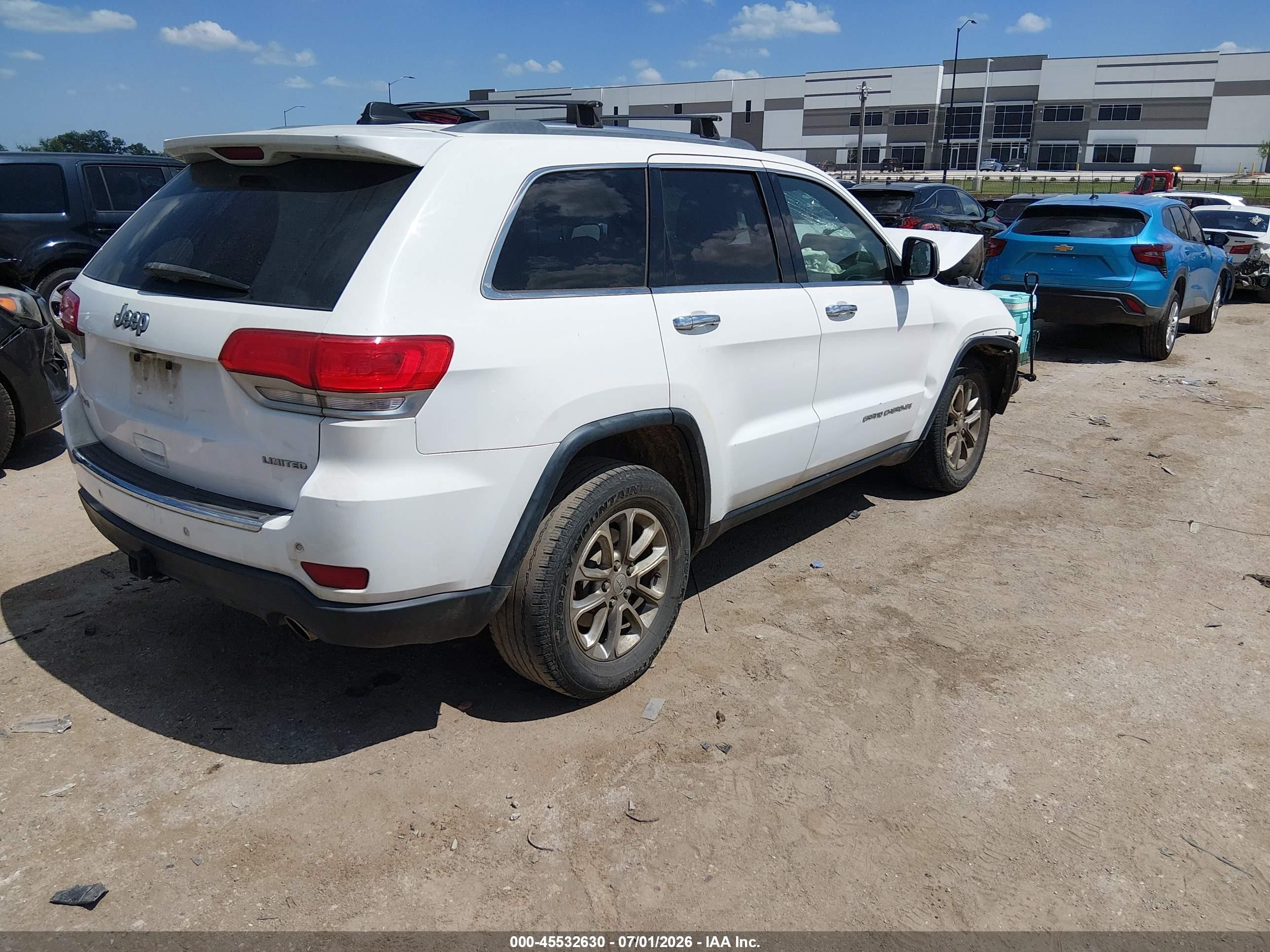2015 Jeep Grand Cherokee Limited White vin: 1C4RJFBG4FC753474