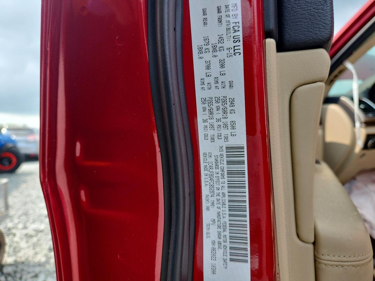 2015 Jeep Grand Cherokee Limited Red vin: 1C4RJFBG4FC852974
