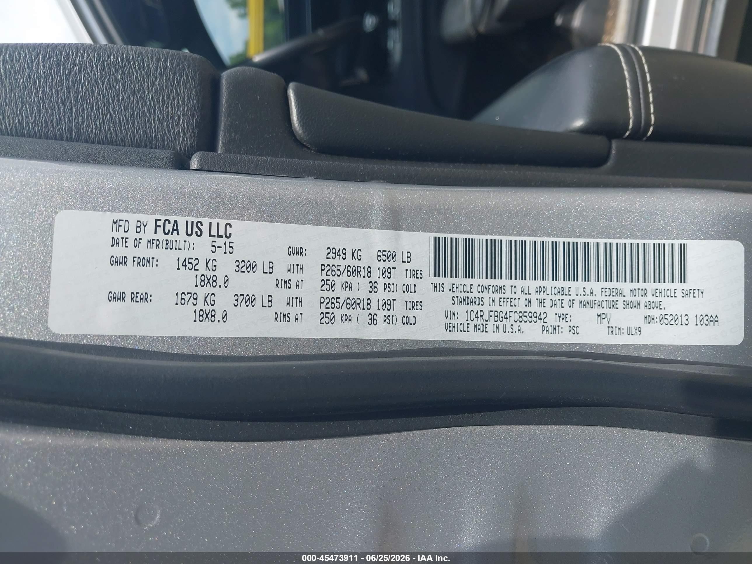 2015 Jeep Grand Cherokee Limited Серебряный vin: 1C4RJFBG4FC859942