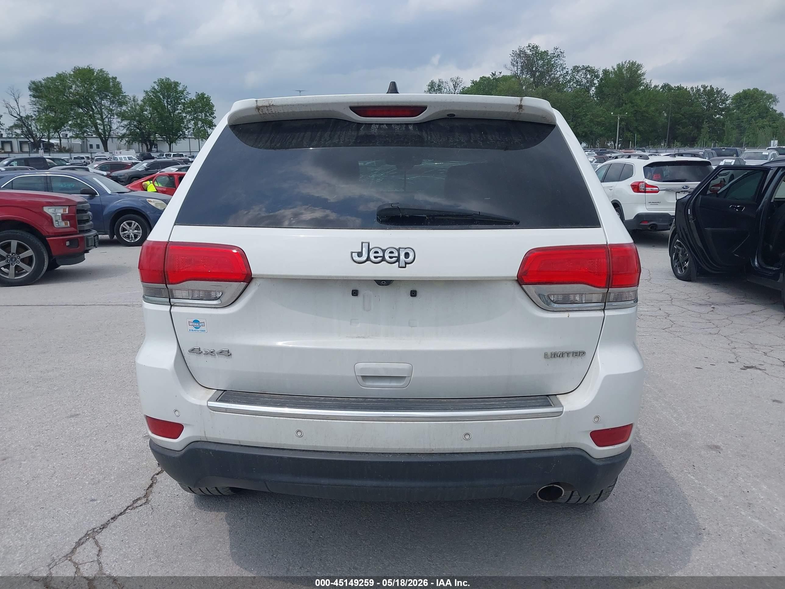 2015 Jeep Grand Cherokee Limited White vin: 1C4RJFBG4FC878426