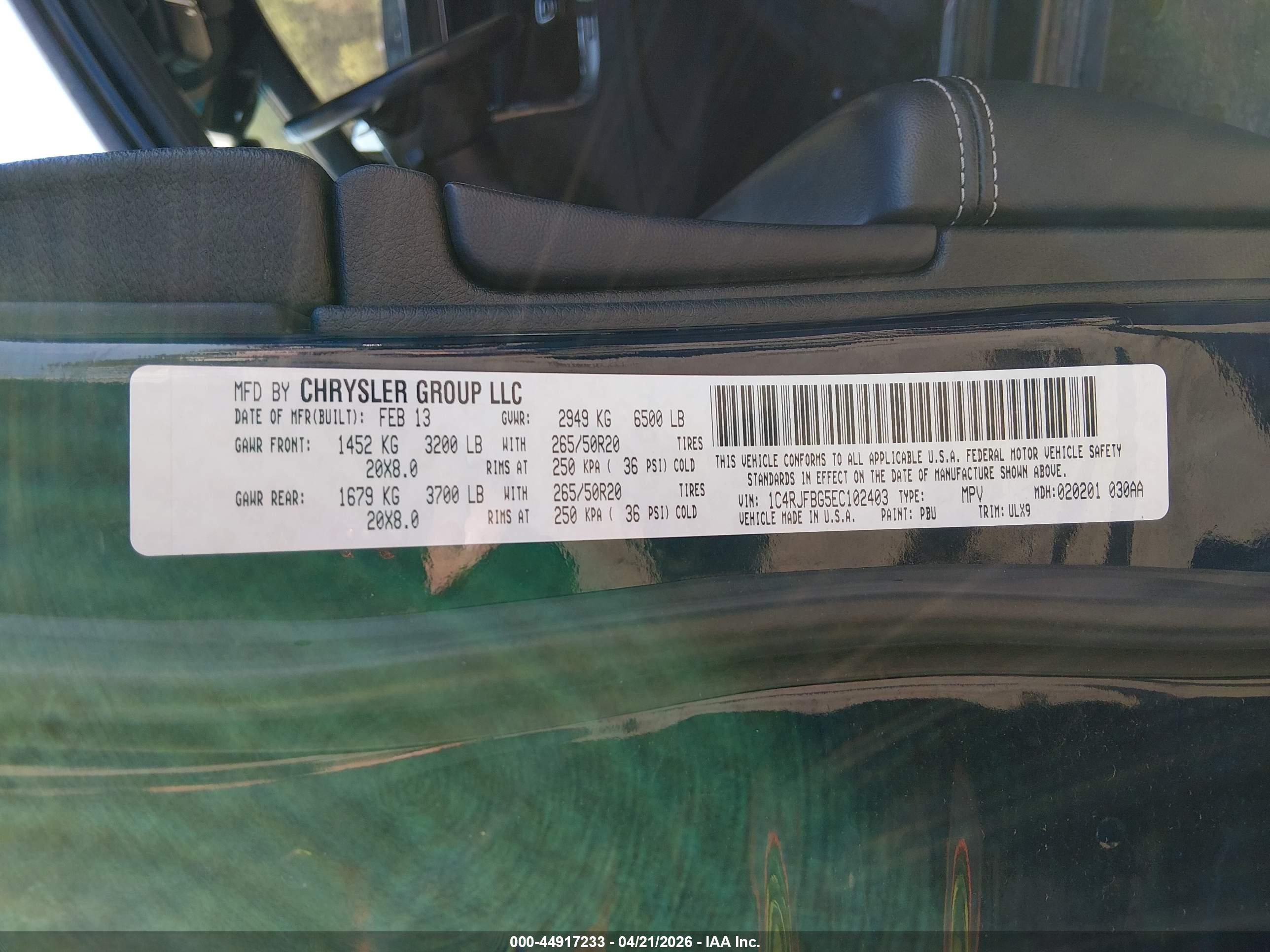 2014 Jeep Grand Cherokee Limited Black vin: 1C4RJFBG5EC102403