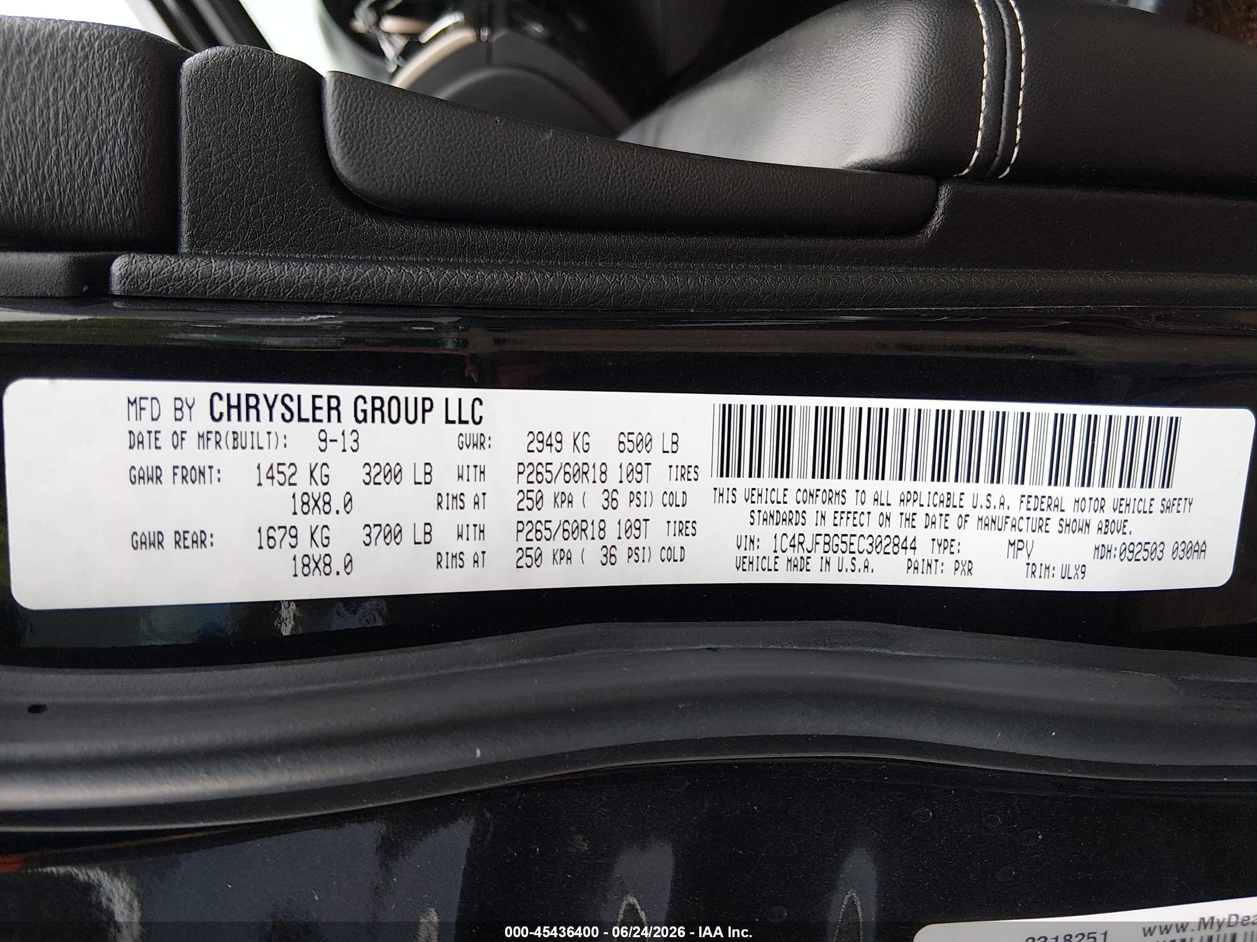 2014 Jeep Grand Cherokee Limited Black vin: 1C4RJFBG5EC302844