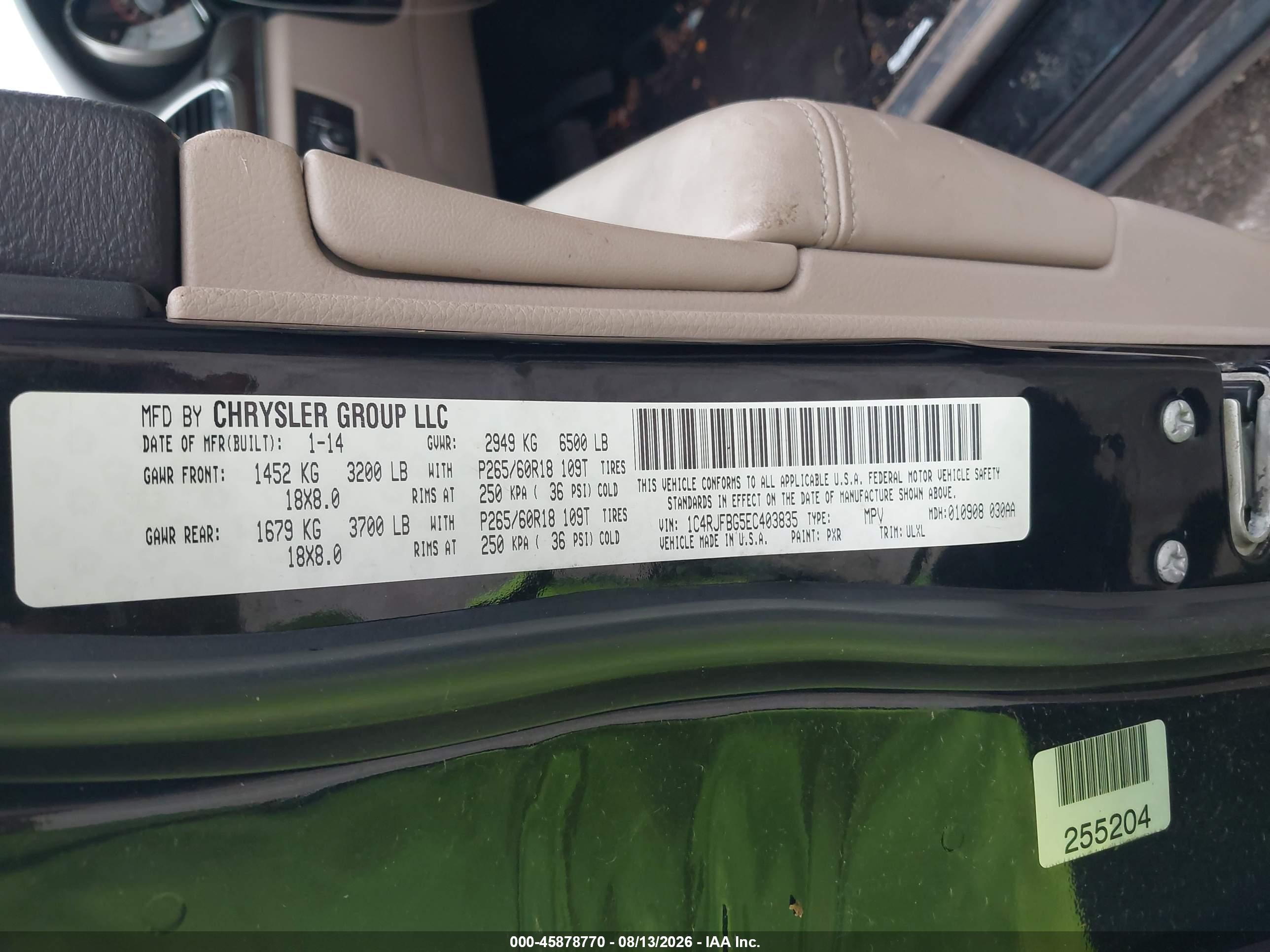 2014 Jeep Grand Cherokee Limited Черный vin: 1C4RJFBG5EC403835