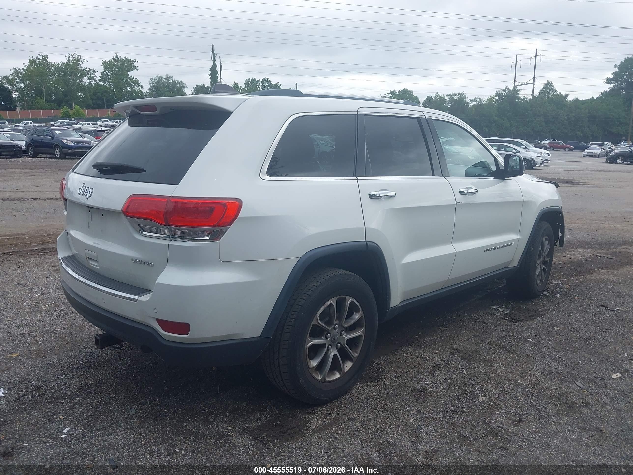 2014 Jeep Grand Cherokee Limited White vin: 1C4RJFBG5EC416603