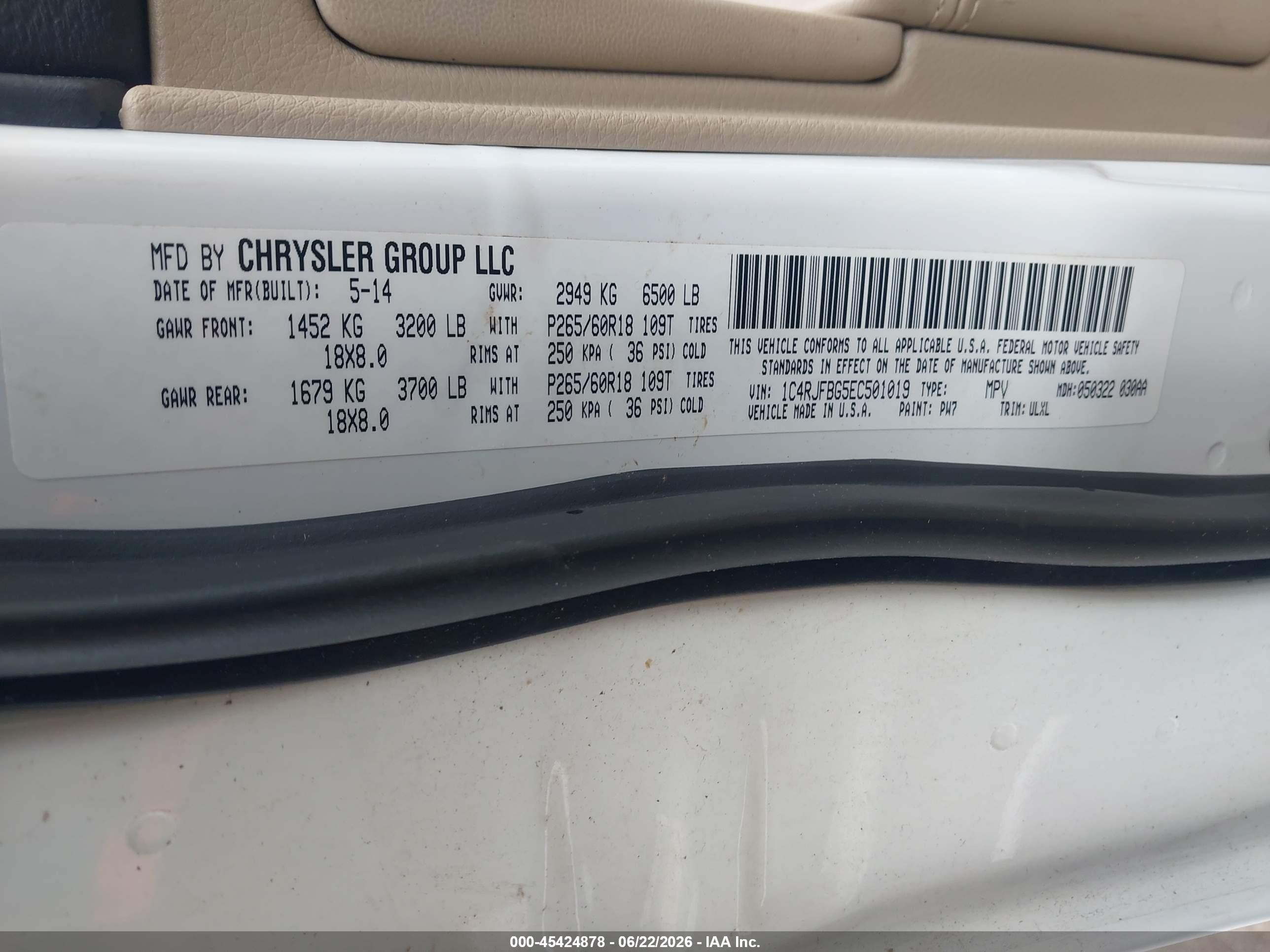 2014 Jeep Grand Cherokee Limited White vin: 1C4RJFBG5EC501019