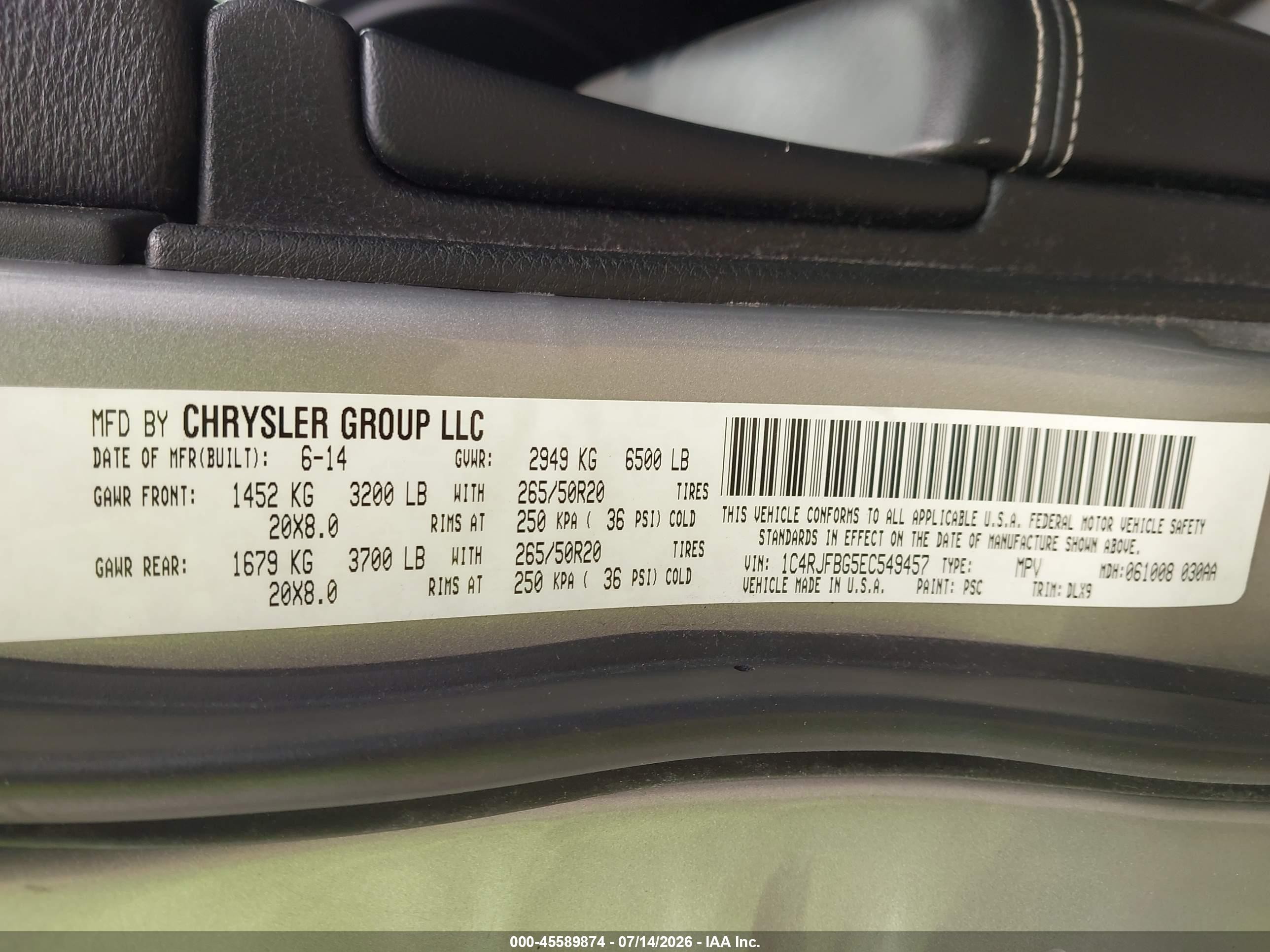 2014 Jeep Grand Cherokee Limited Silver vin: 1C4RJFBG5EC549457
