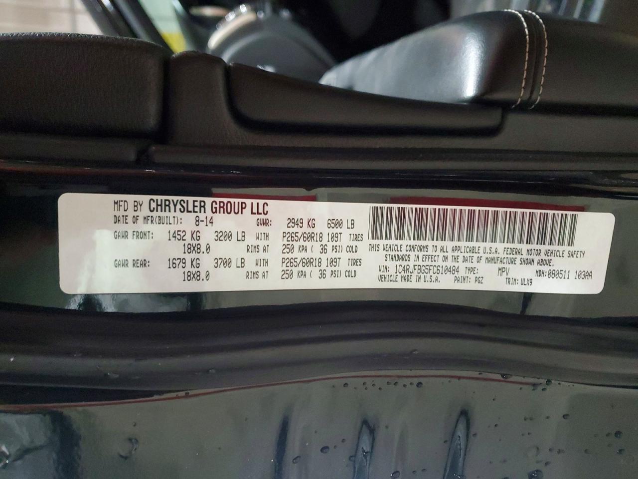 2015 Jeep Grand Cherokee Limited Черный vin: 1C4RJFBG5FC610484