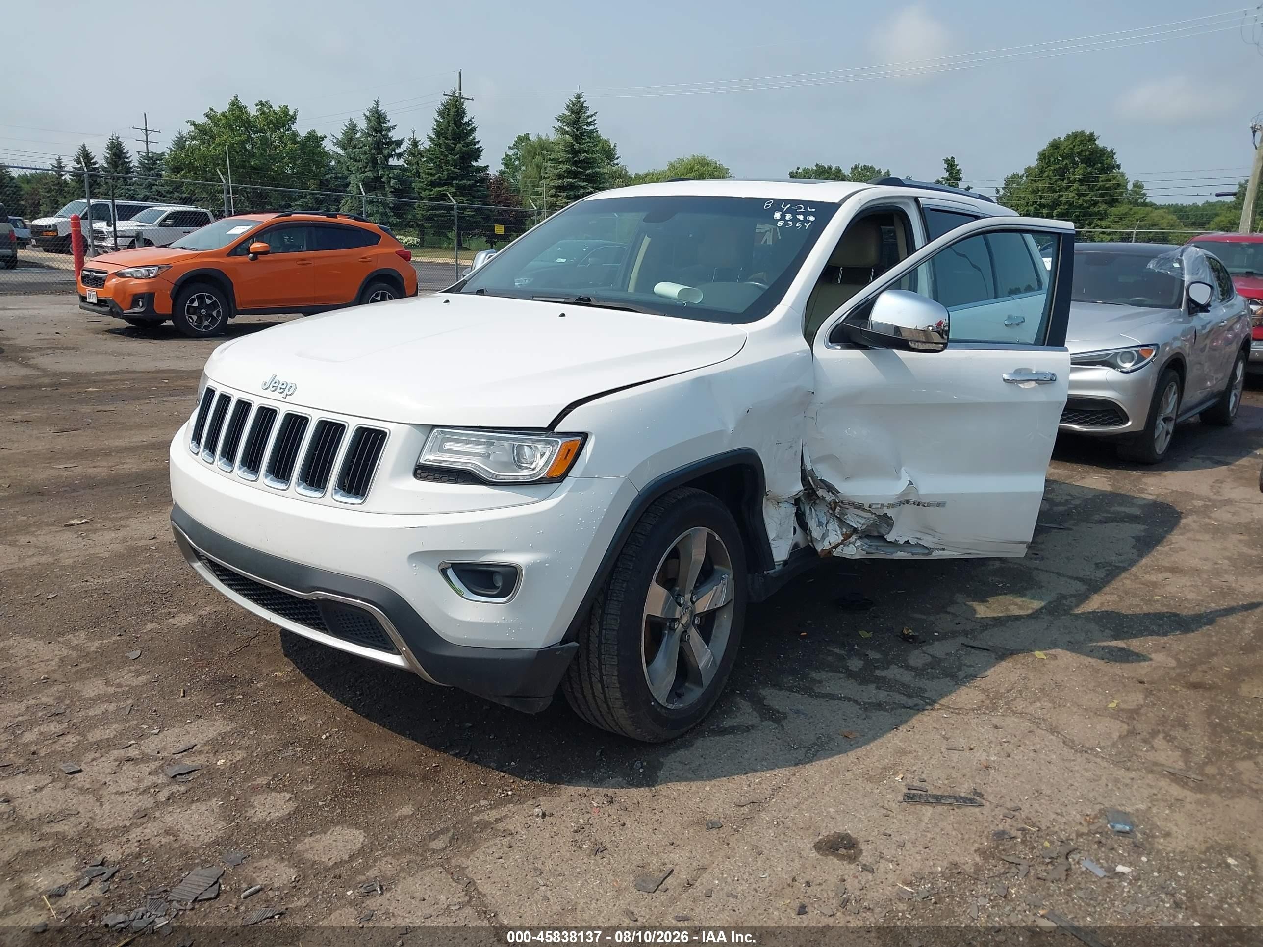 2015 Jeep Grand Cherokee Limited White vin: 1C4RJFBG5FC628354