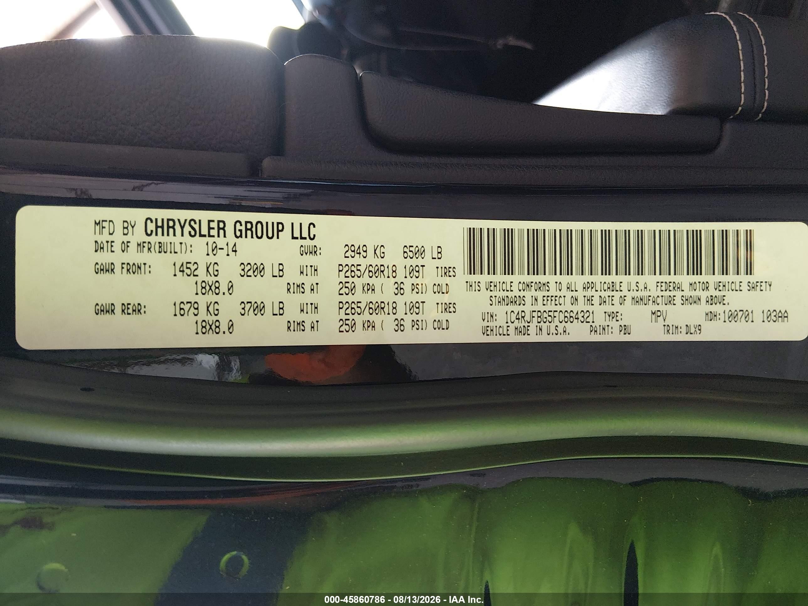 2015 Jeep Grand Cherokee Limited Blue vin: 1C4RJFBG5FC664321