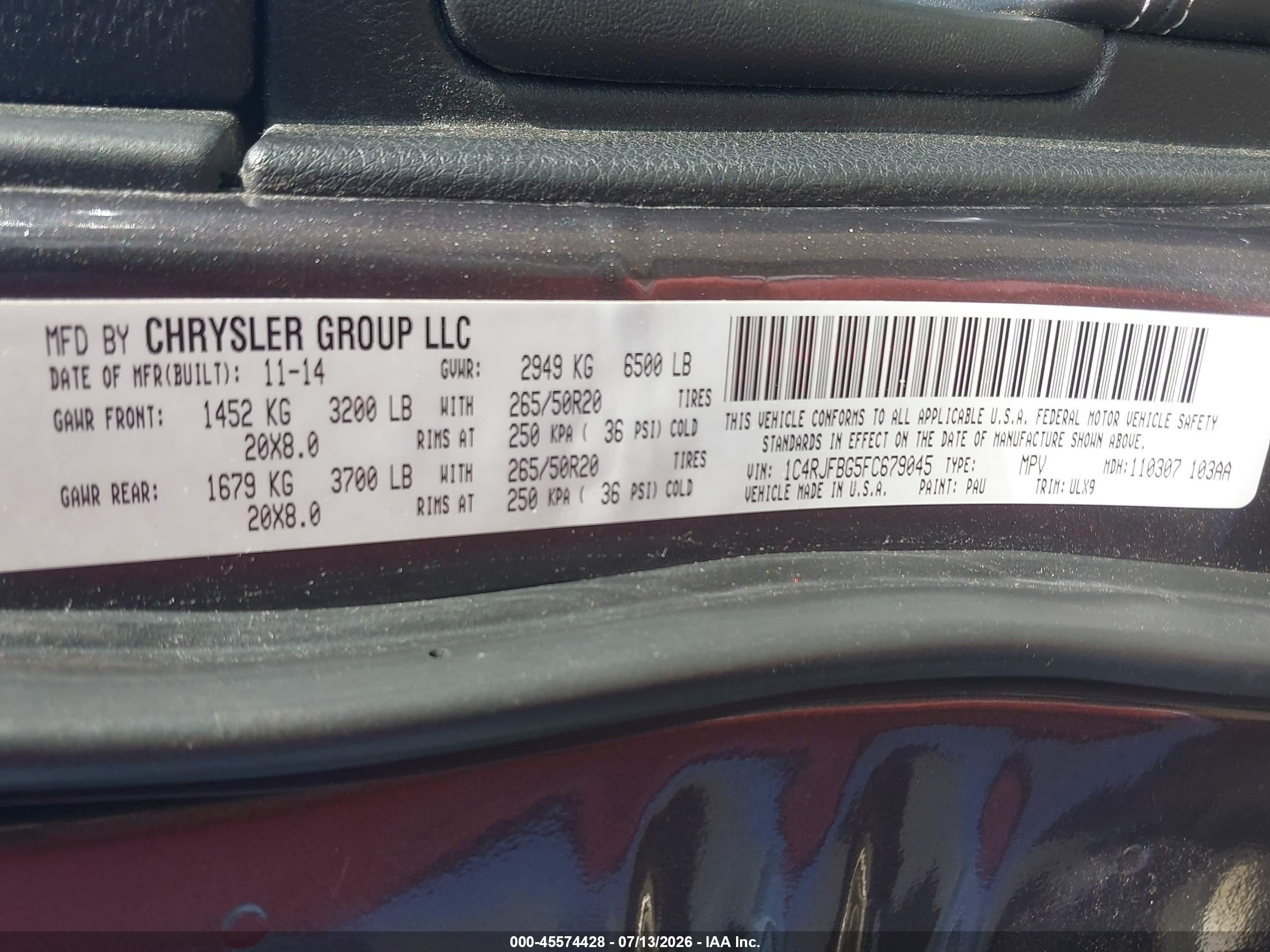 2015 Jeep Grand Cherokee Limited Gray vin: 1C4RJFBG5FC679045