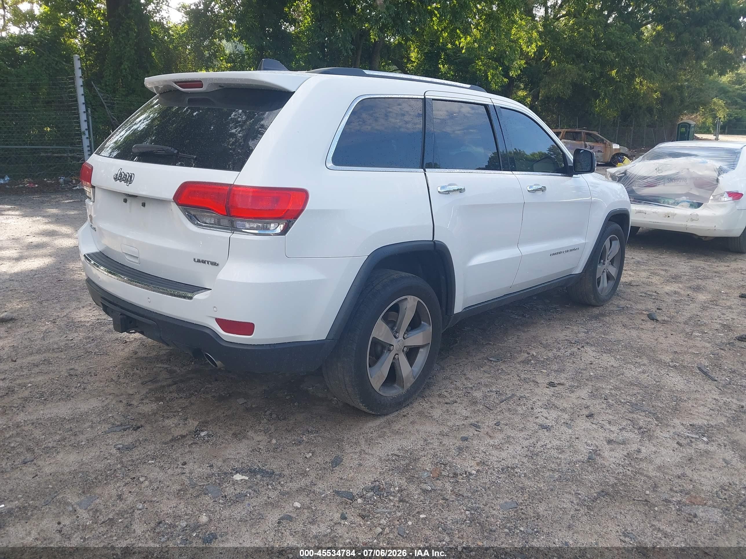 2015 Jeep Grand Cherokee Limited White vin: 1C4RJFBG5FC951187