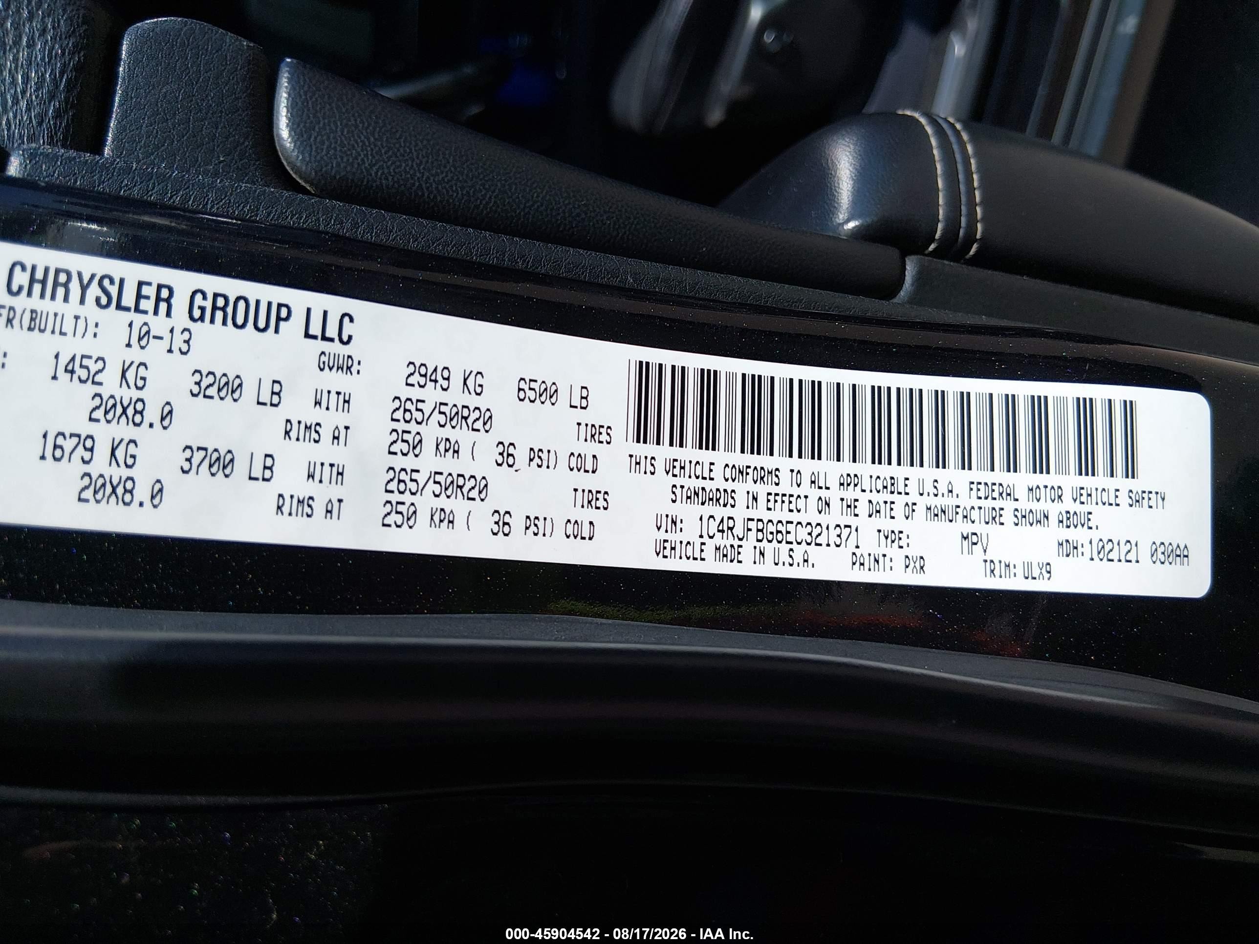 2014 Jeep Grand Cherokee Limited Black vin: 1C4RJFBG6EC321371