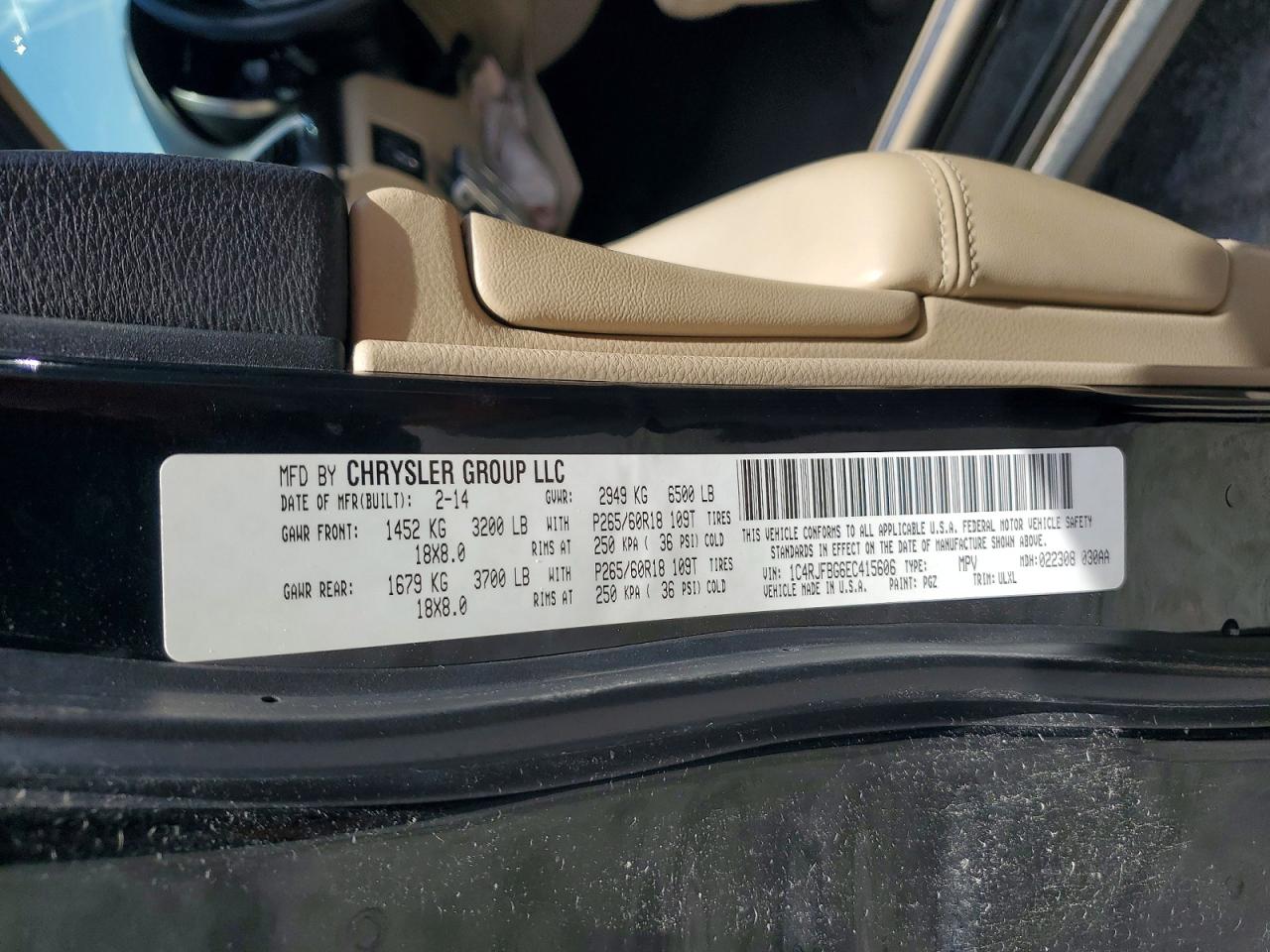 2014 Jeep Grand Cherokee Limited Black vin: 1C4RJFBG6EC415606