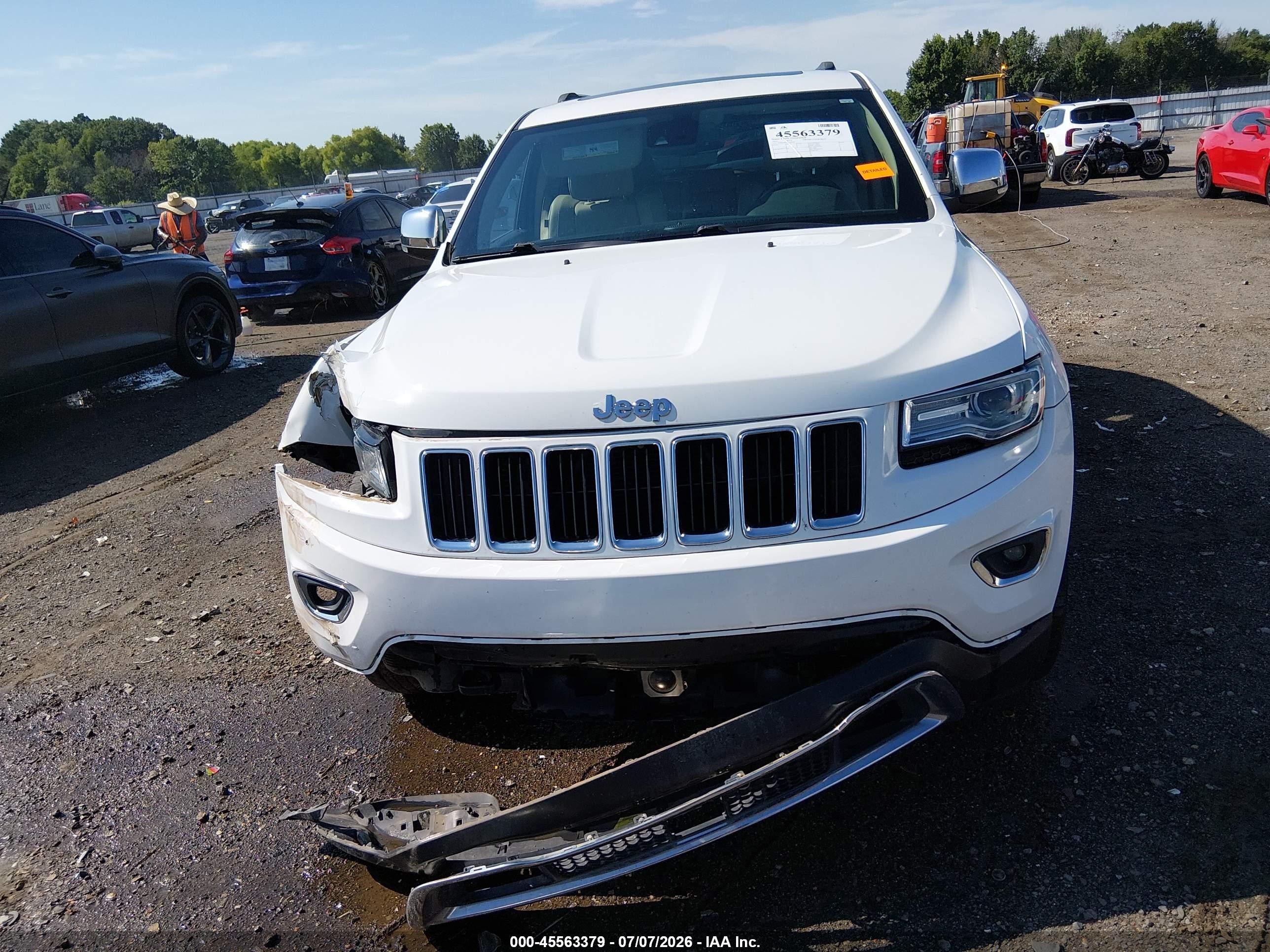 2014 Jeep Grand Cherokee Limited White vin: 1C4RJFBG6EC487079