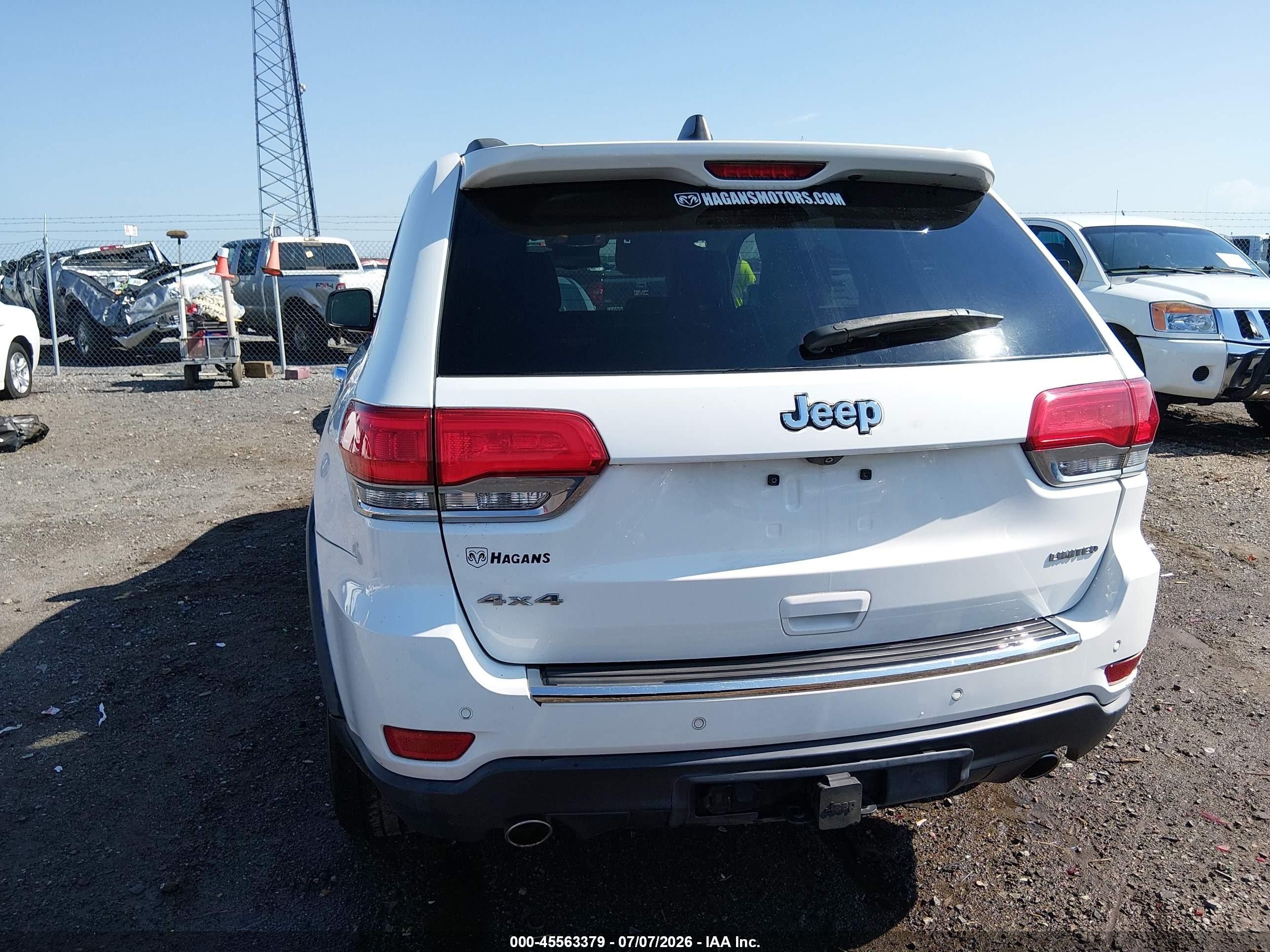 2014 Jeep Grand Cherokee Limited White vin: 1C4RJFBG6EC487079
