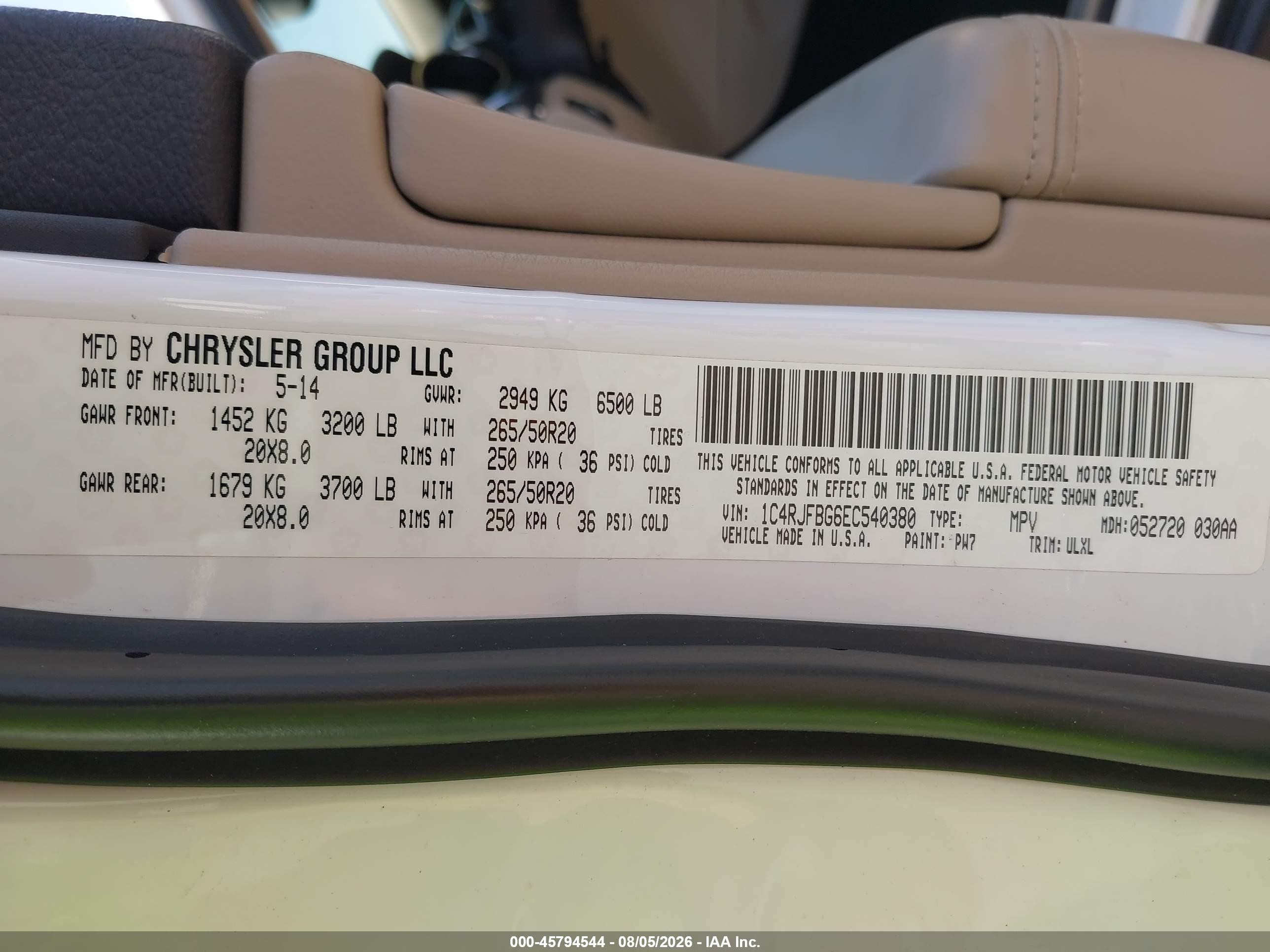 2014 Jeep Grand Cherokee Limited White vin: 1C4RJFBG6EC540380
