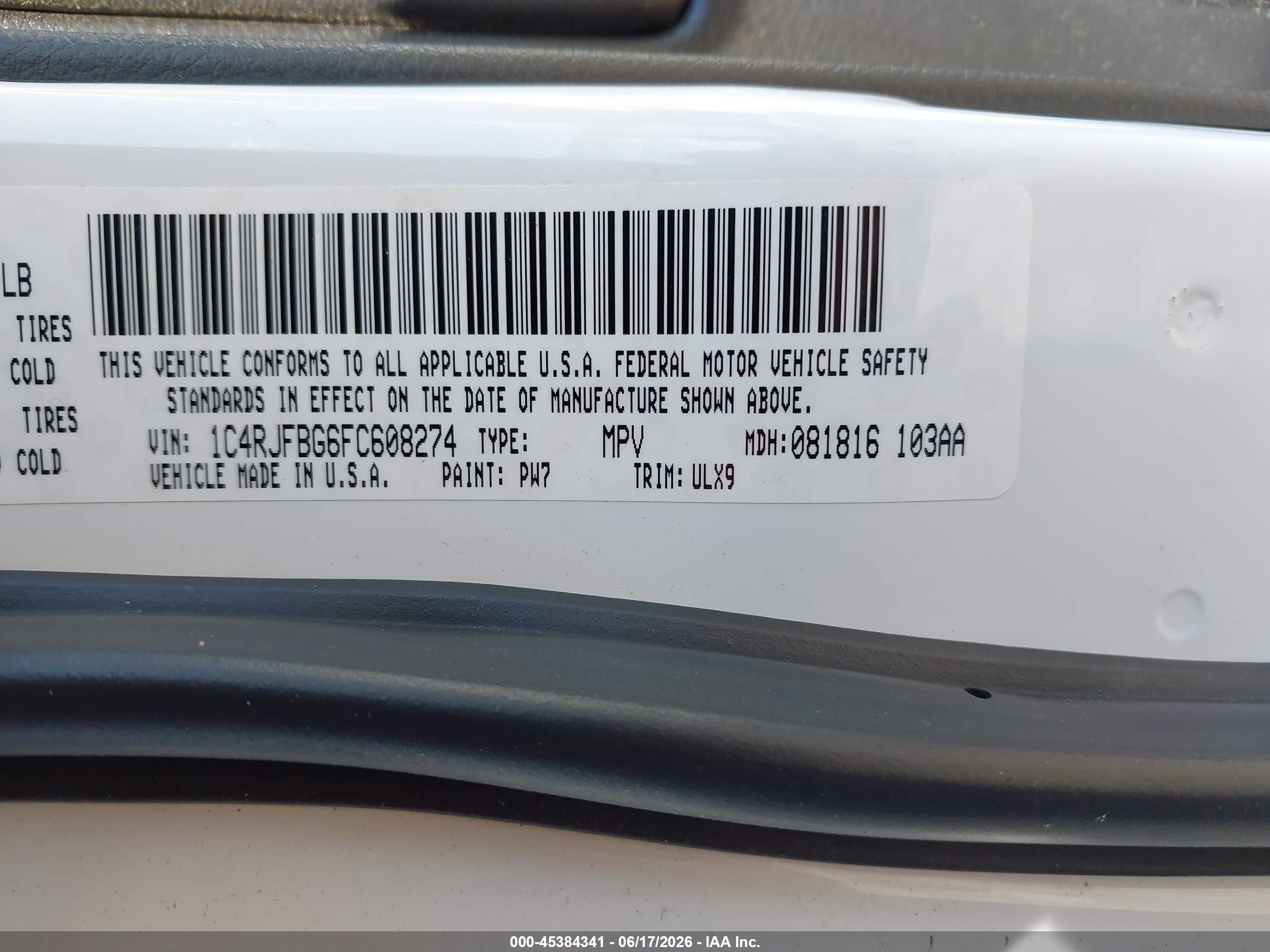 2015 Jeep Grand Cherokee Limited White vin: 1C4RJFBG6FC608274