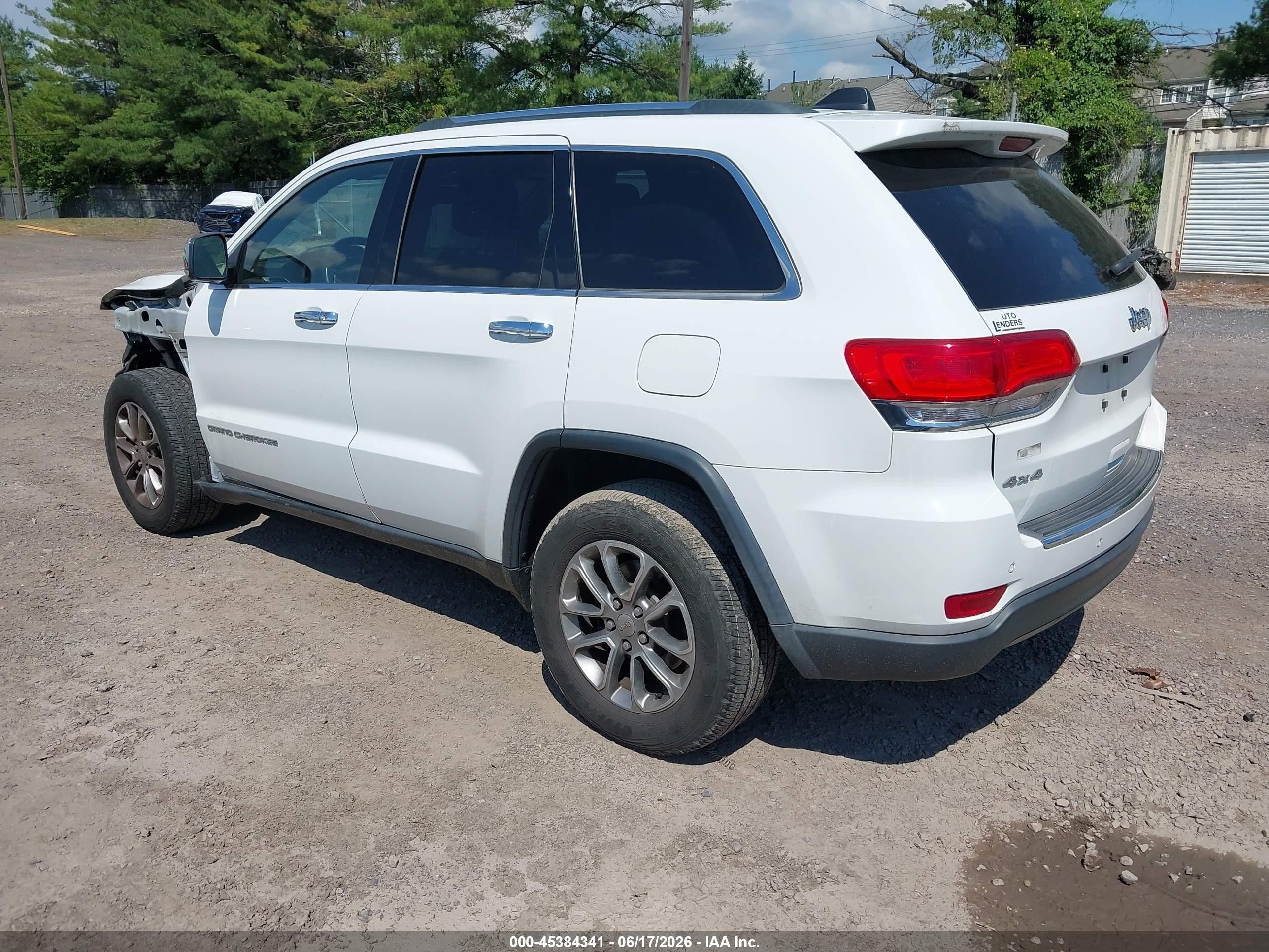 2015 Jeep Grand Cherokee Limited White vin: 1C4RJFBG6FC608274