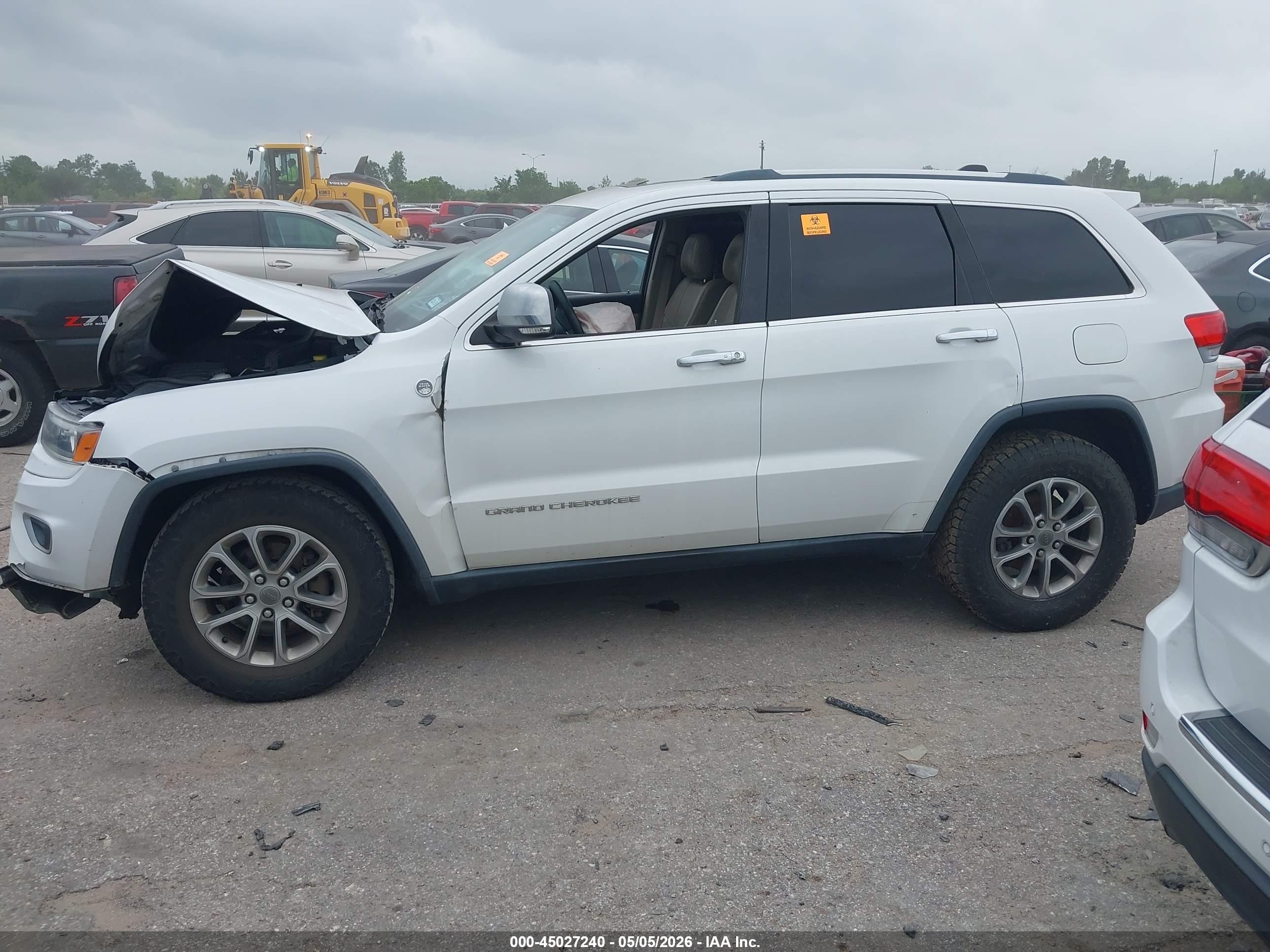 2015 Jeep Grand Cherokee Limited White vin: 1C4RJFBG6FC609991