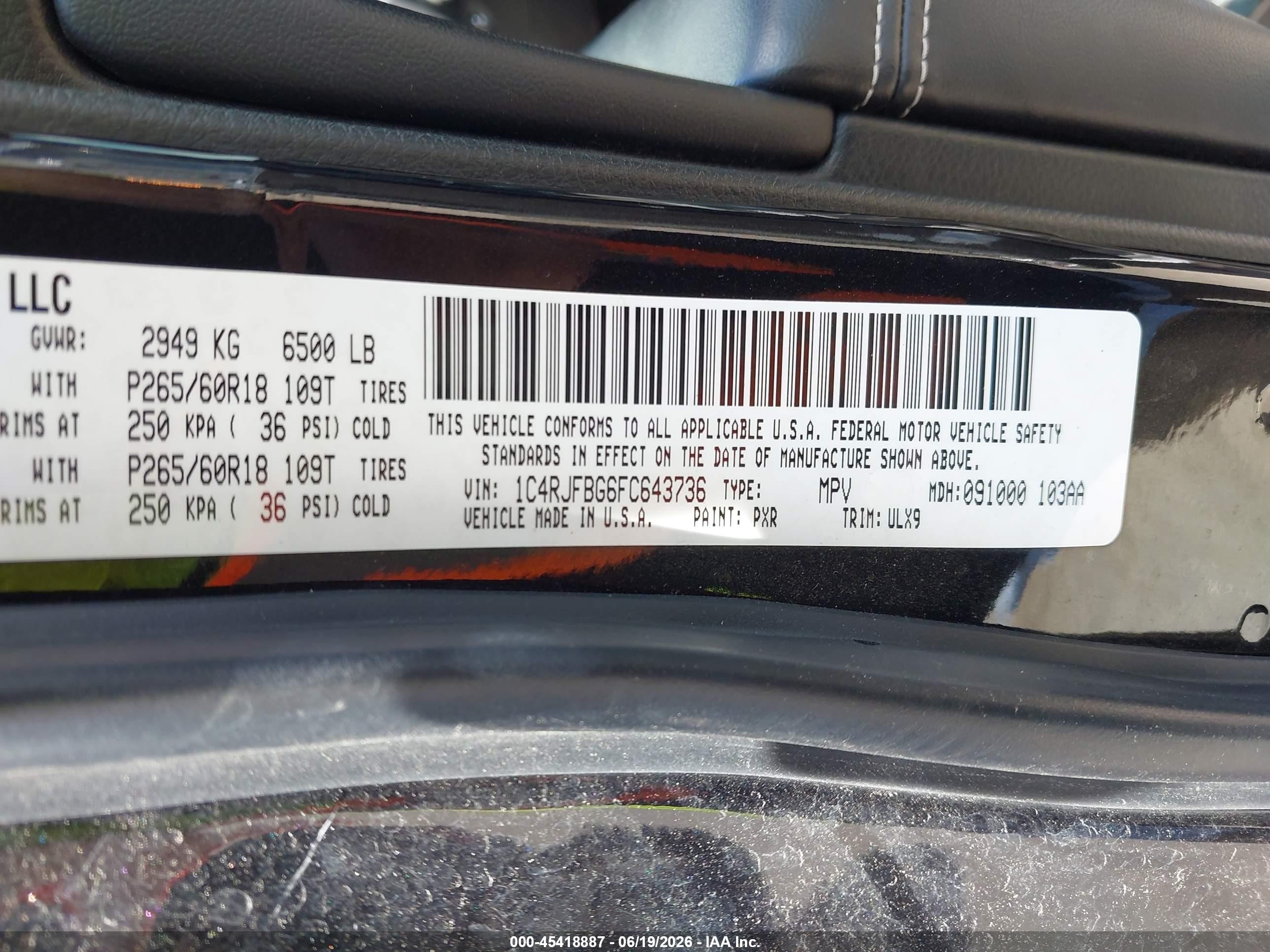 2015 Jeep Grand Cherokee Limited Black vin: 1C4RJFBG6FC643736