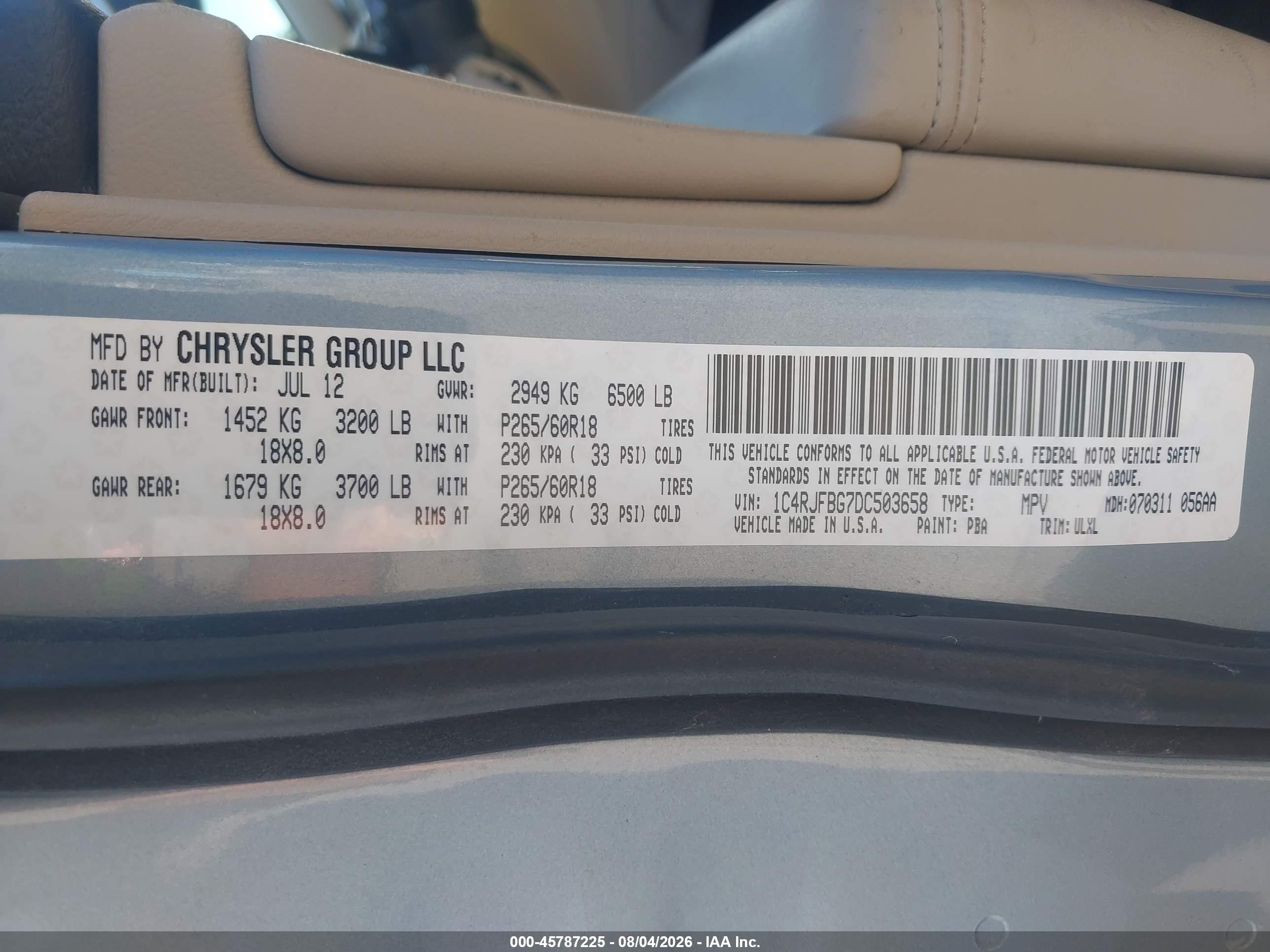 2013 Jeep Grand Cherokee Limited Light Blue vin: 1C4RJFBG7DC503658