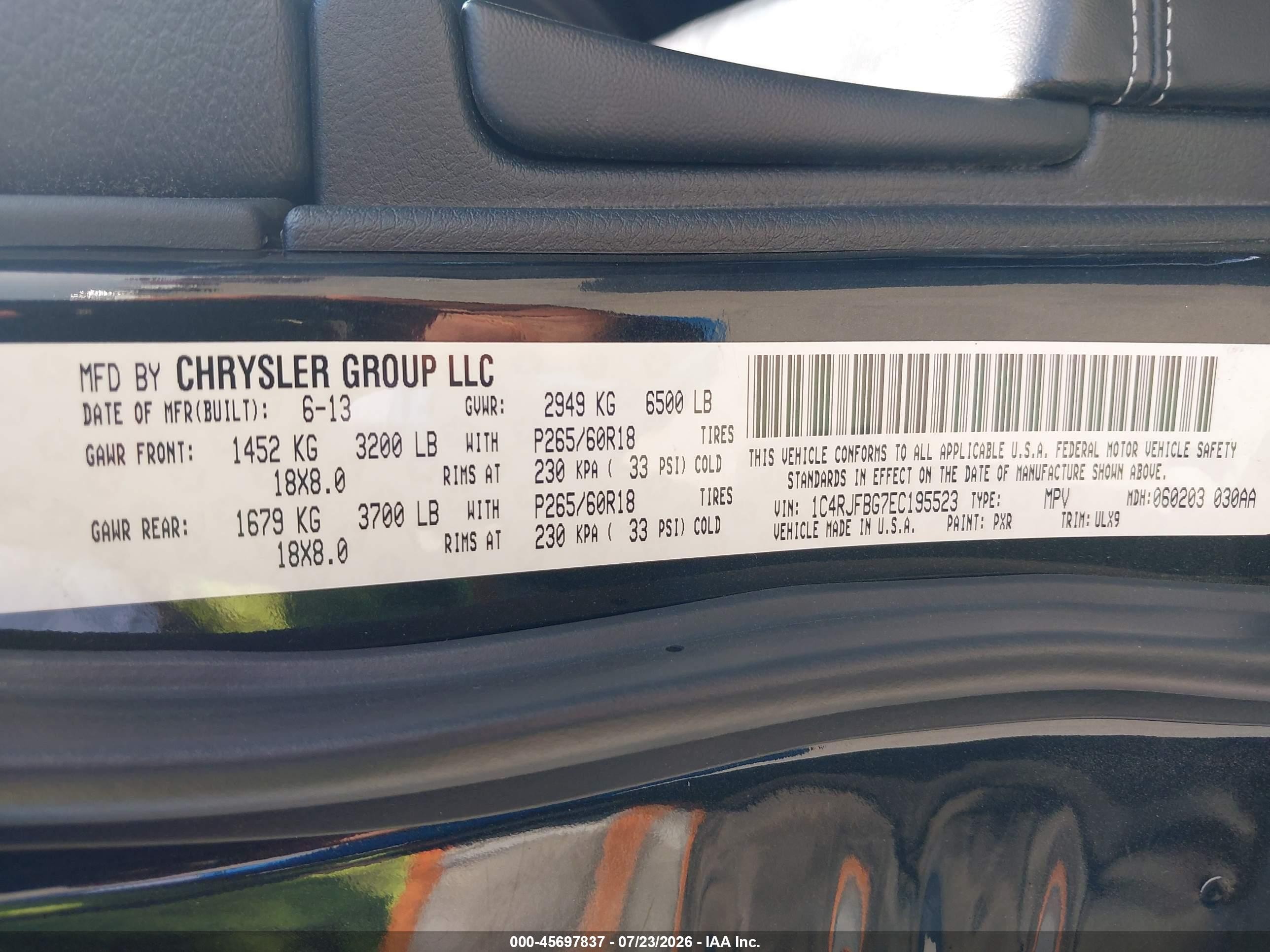 2014 Jeep Grand Cherokee Limited Black vin: 1C4RJFBG7EC195523
