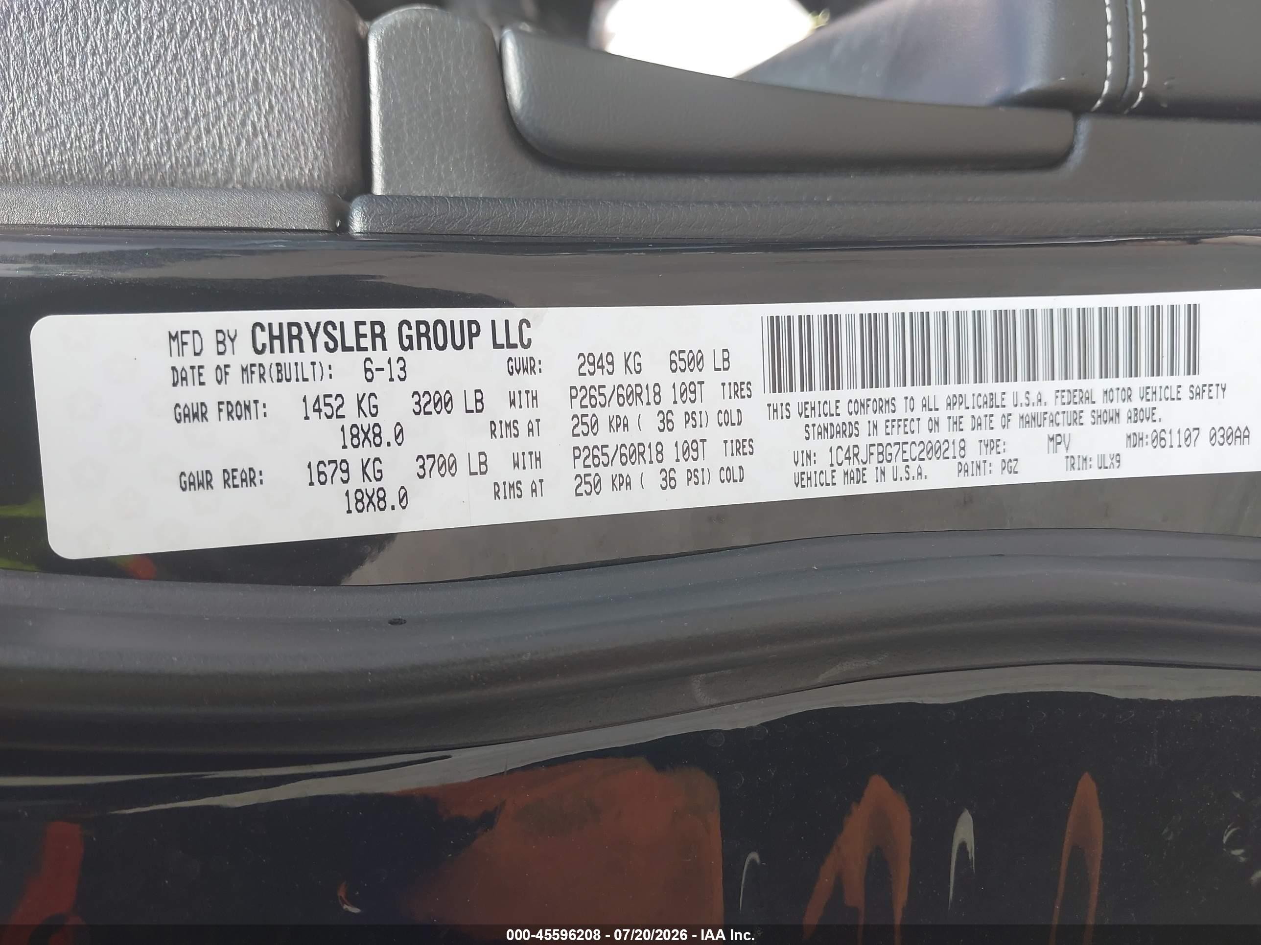 2014 Jeep Grand Cherokee Limited Black vin: 1C4RJFBG7EC200218