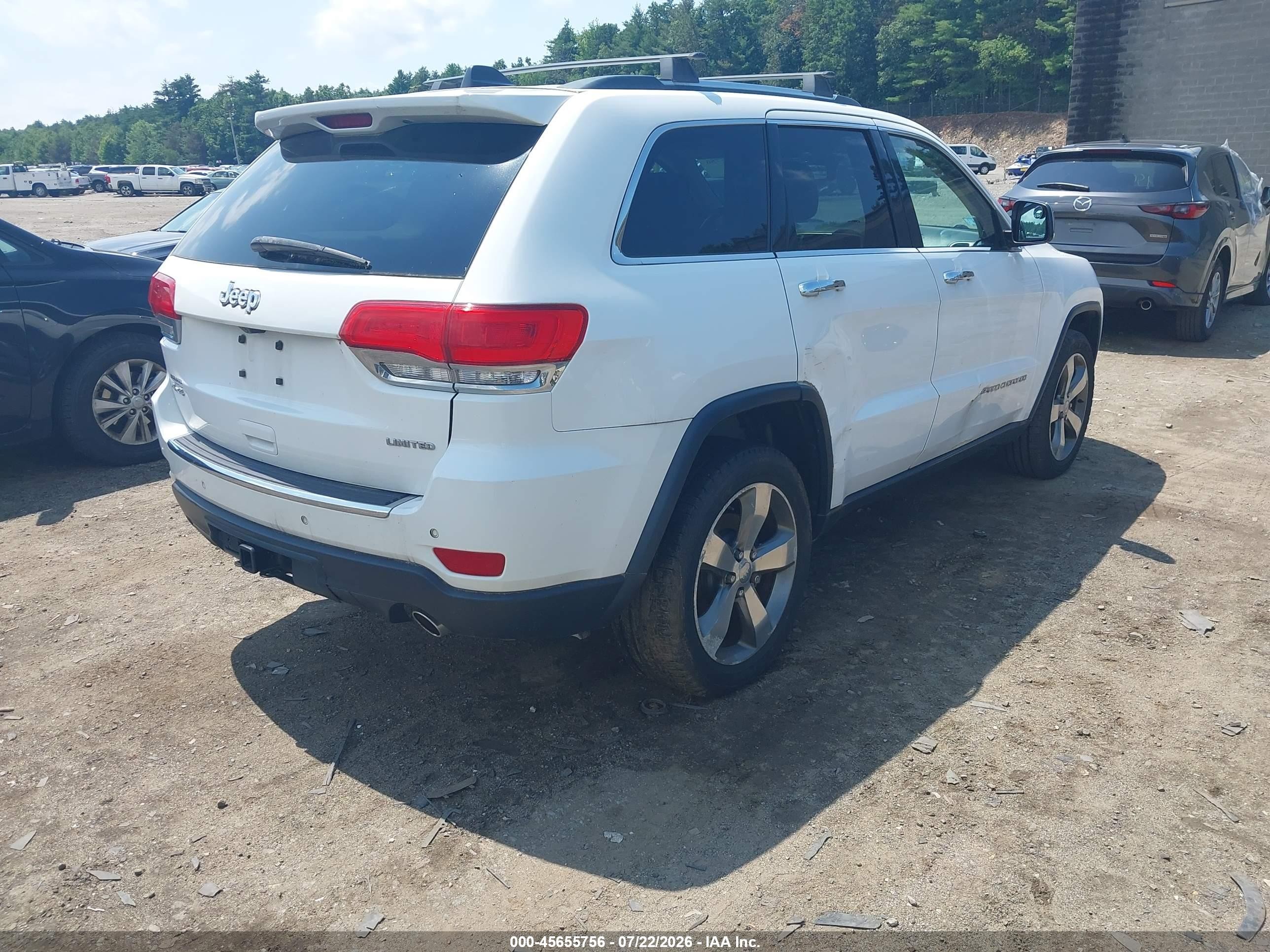 2014 Jeep Grand Cherokee Limited White vin: 1C4RJFBG7EC408230