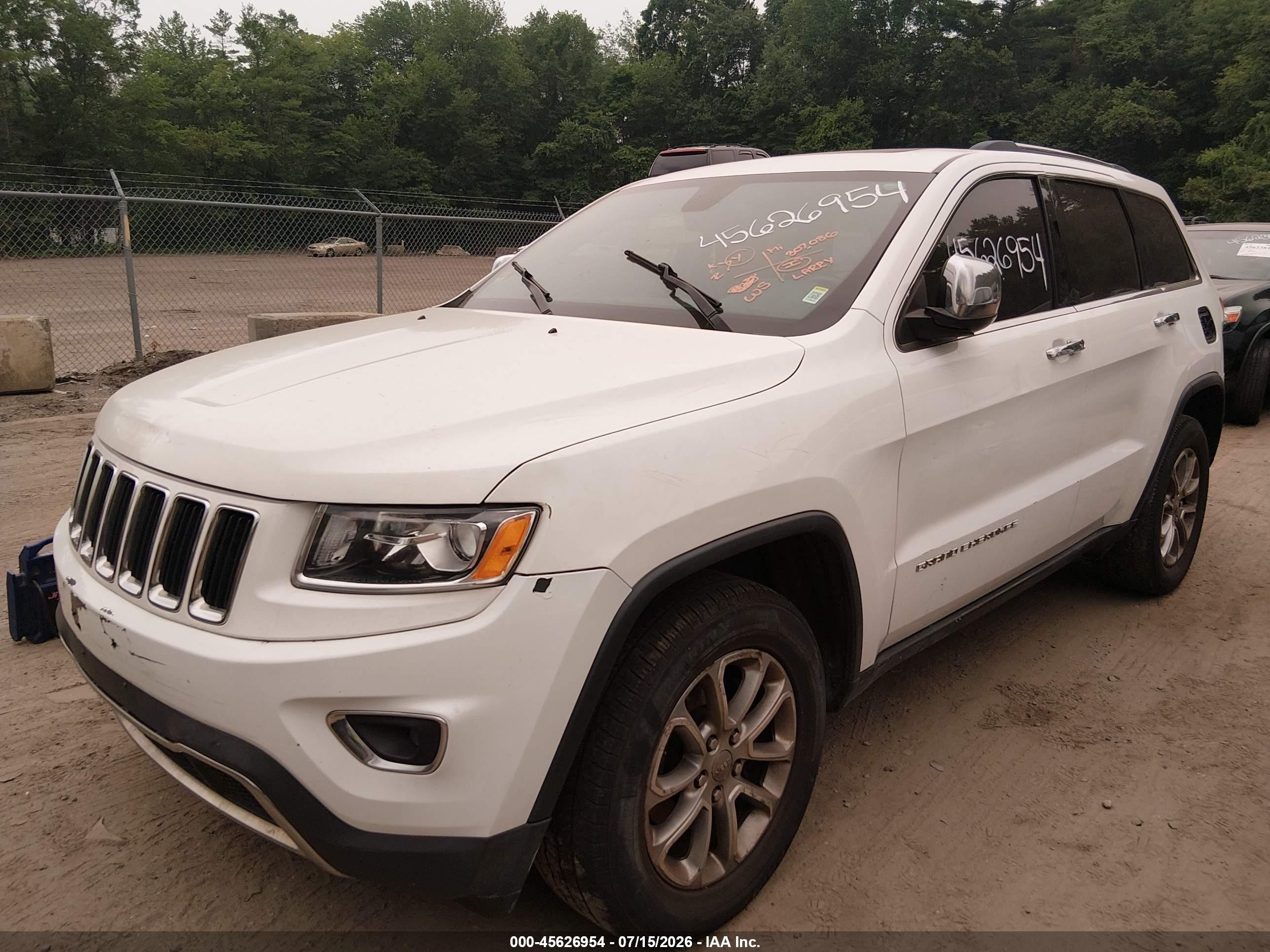 2014 Jeep Grand Cherokee Limited White vin: 1C4RJFBG7EC443897