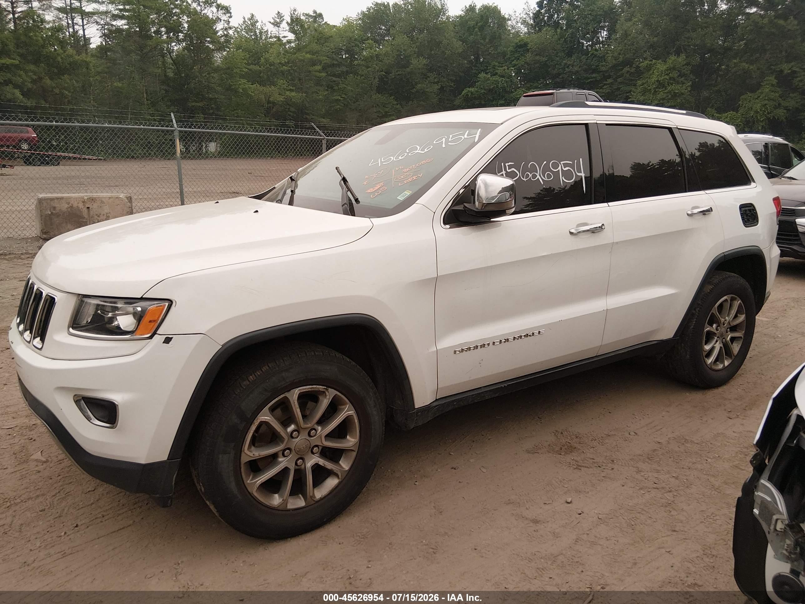 2014 Jeep Grand Cherokee Limited White vin: 1C4RJFBG7EC443897