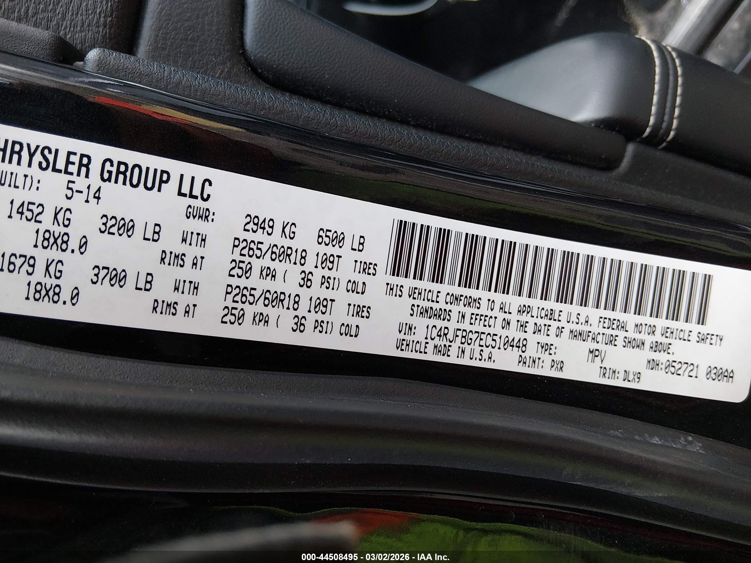 2014 Jeep Grand Cherokee Limited Black vin: 1C4RJFBG7EC510448