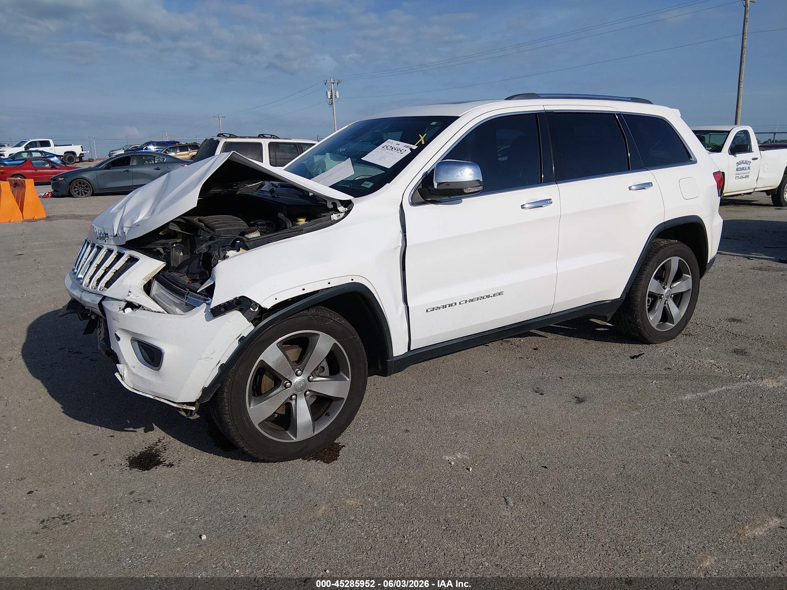 2014 Jeep Grand Cherokee Limited White vin: 1C4RJFBG7EC567216