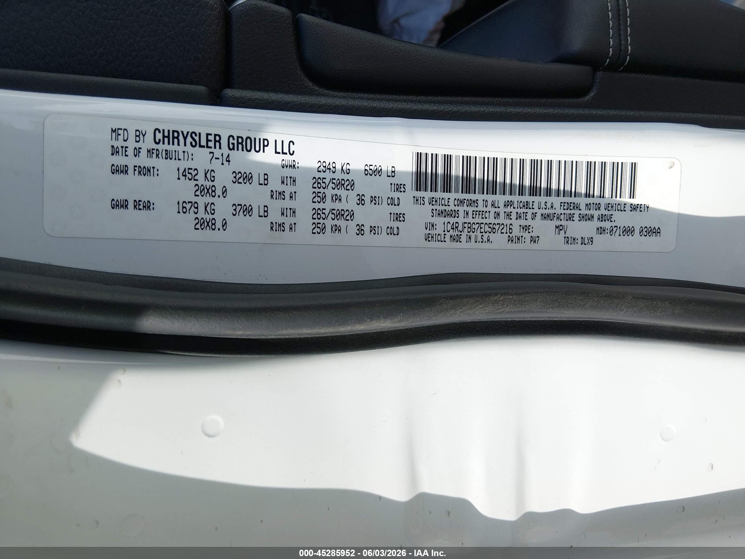 2014 Jeep Grand Cherokee Limited White vin: 1C4RJFBG7EC567216