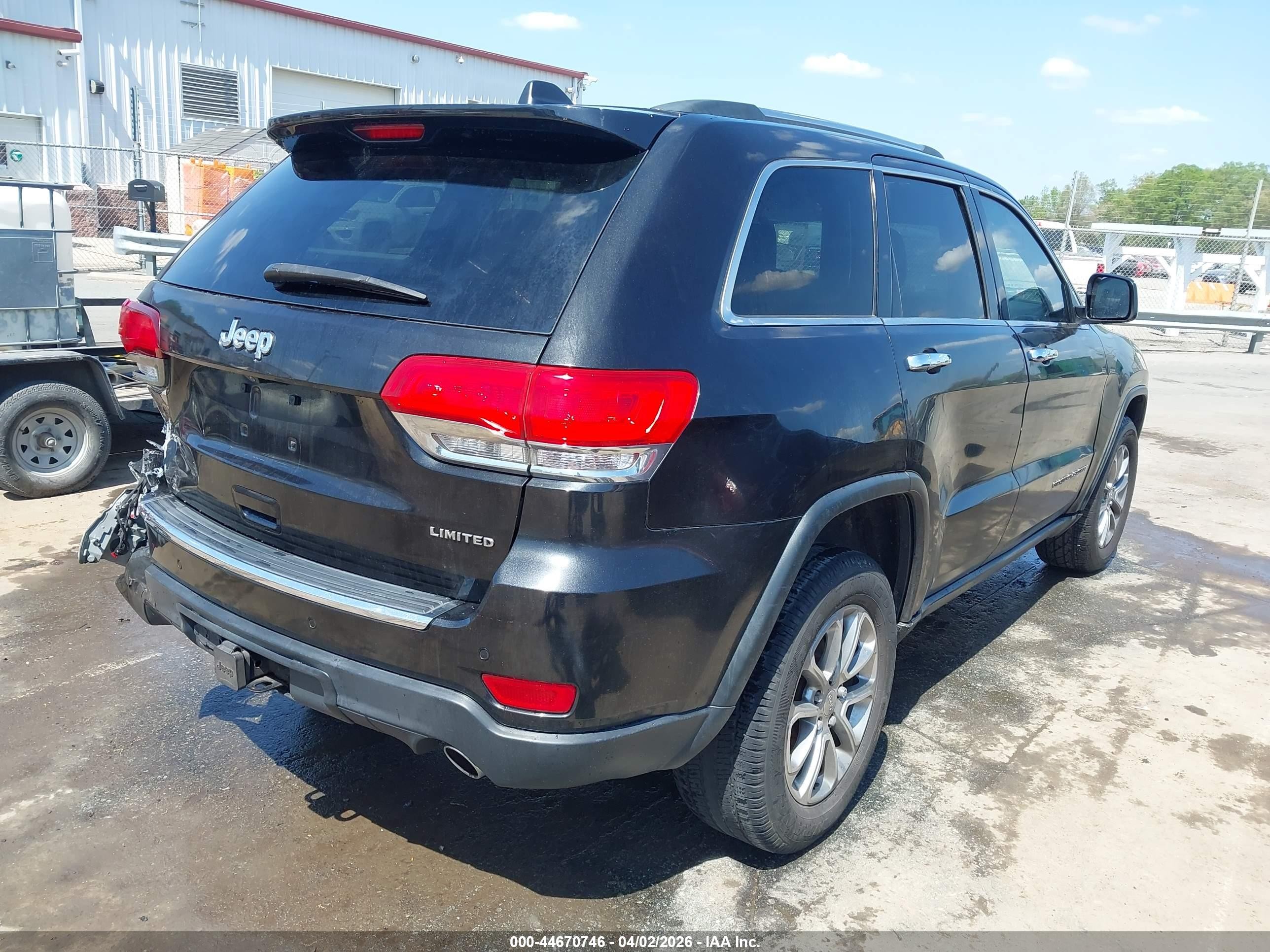 2015 Jeep Grand Cherokee Limited Black vin: 1C4RJFBG7FC762685