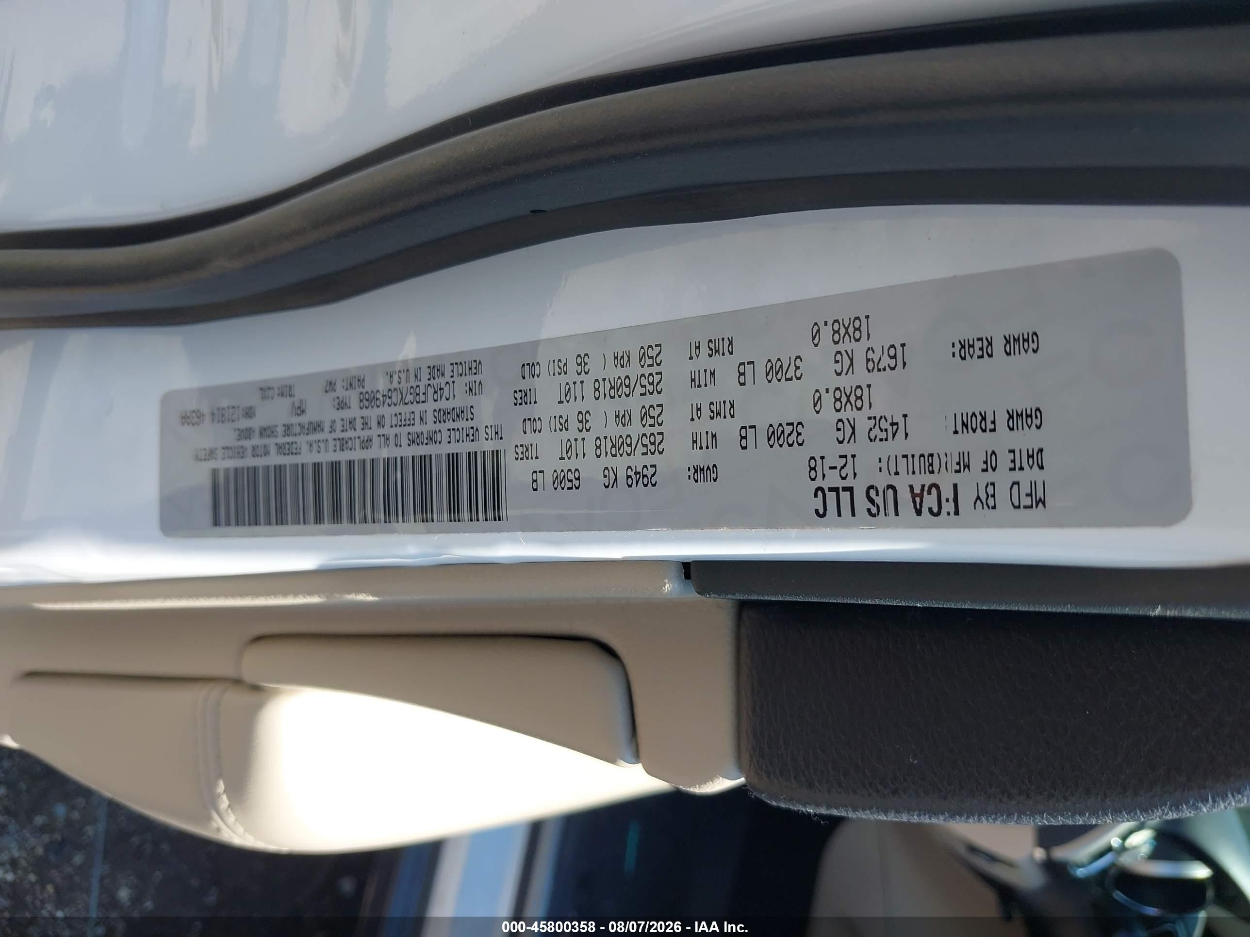 2019 Jeep Grand Cherokee Limited 4x4 White vin: 1C4RJFBG7KC649068
