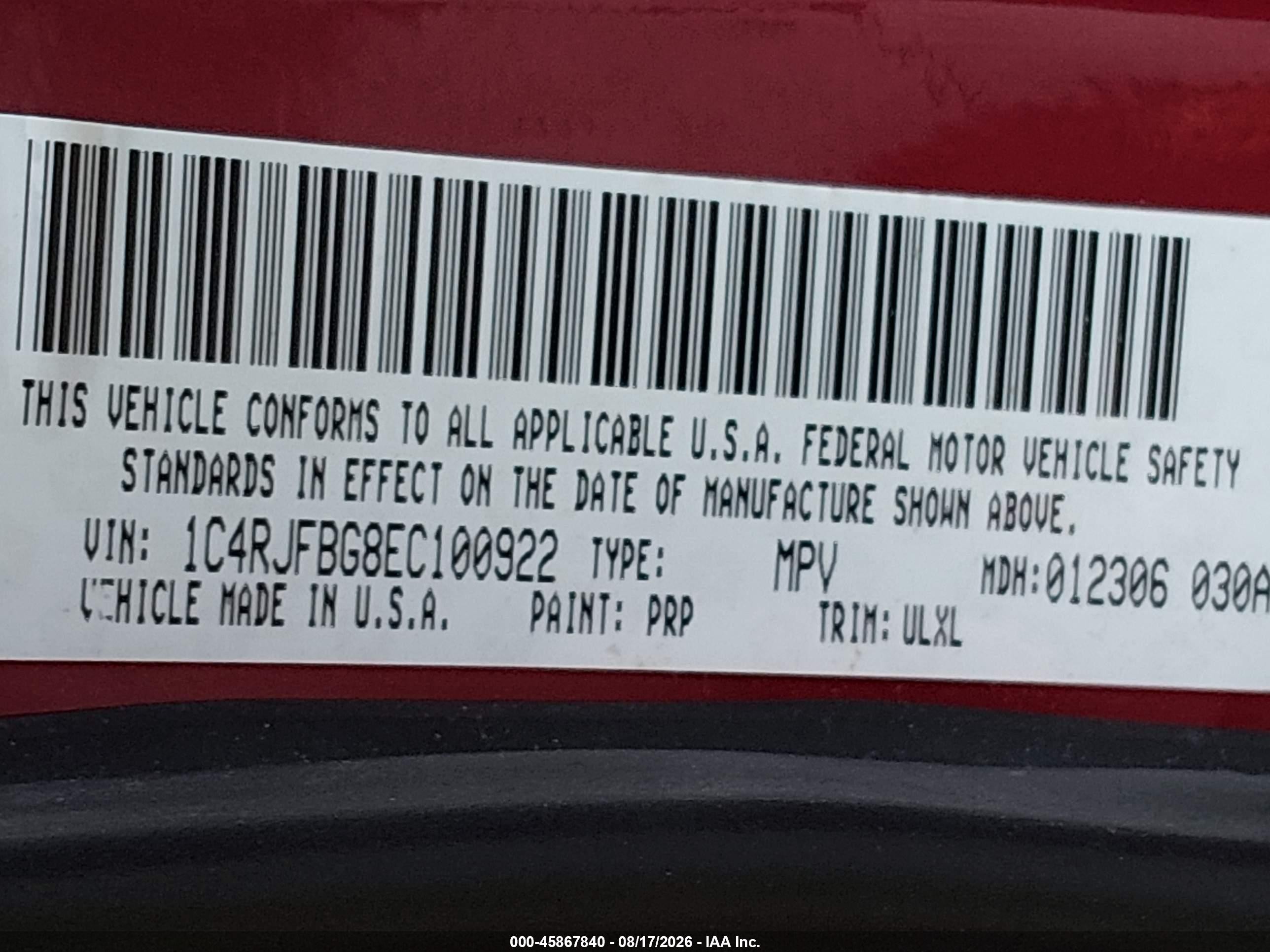 2014 Jeep Grand Cherokee Limited Red vin: 1C4RJFBG8EC100922
