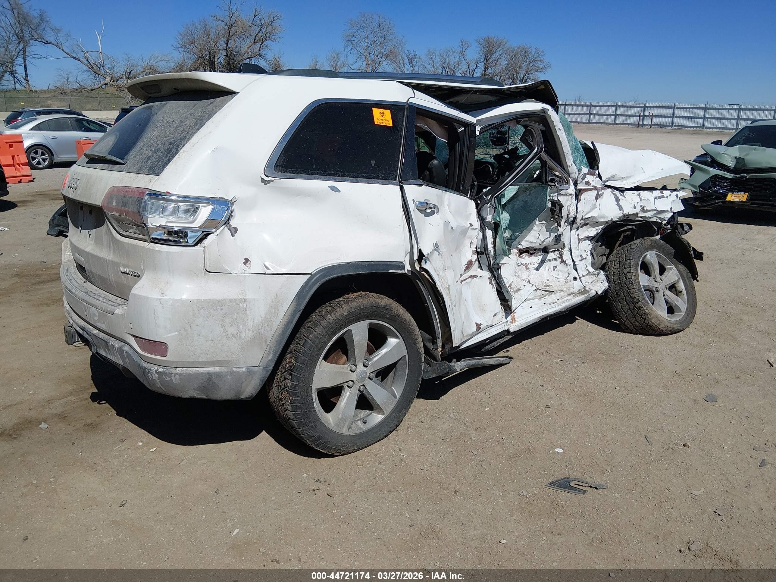 2014 Jeep Grand Cherokee Limited White vin: 1C4RJFBG8EC156665