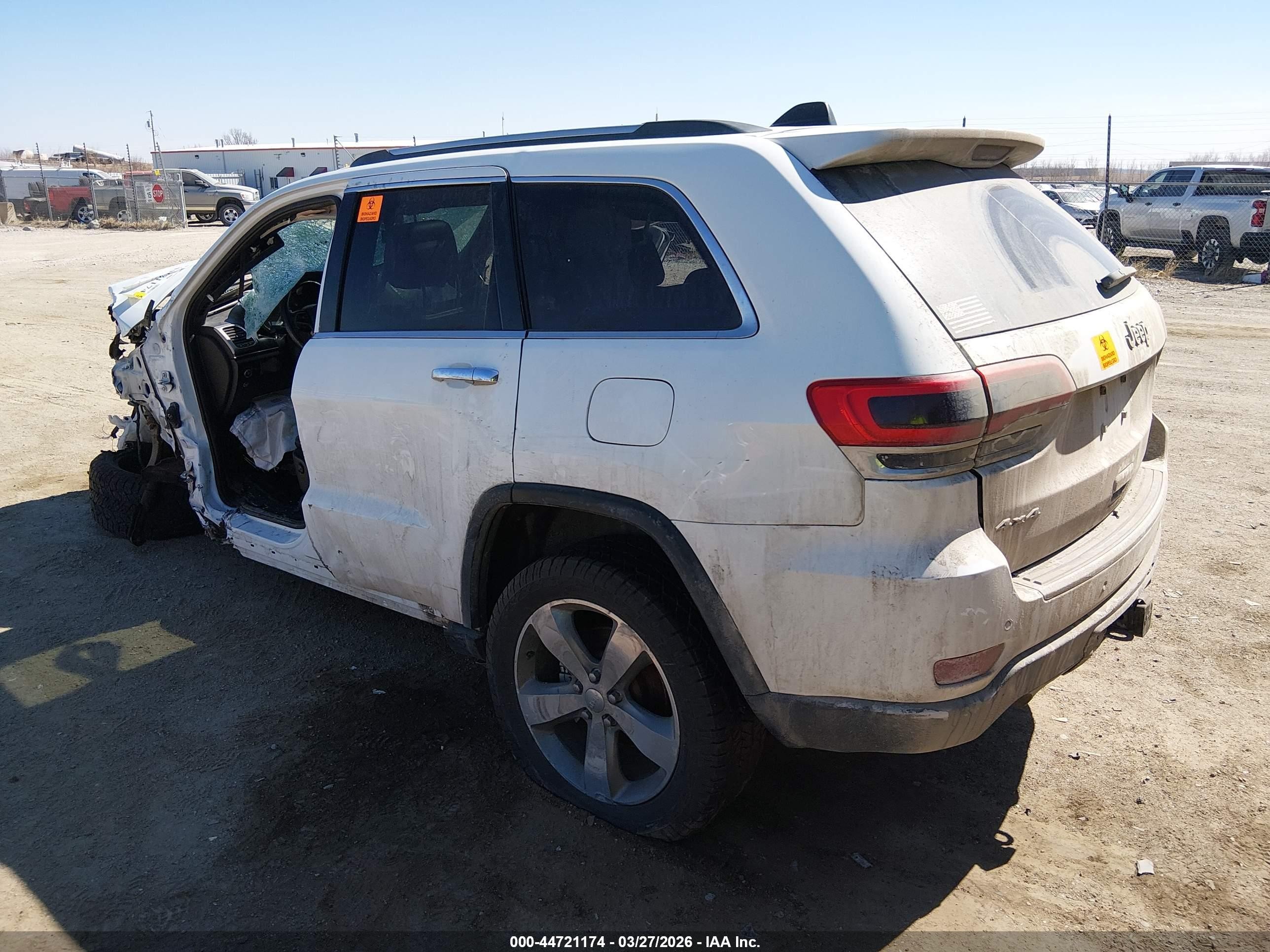 2014 Jeep Grand Cherokee Limited White vin: 1C4RJFBG8EC156665