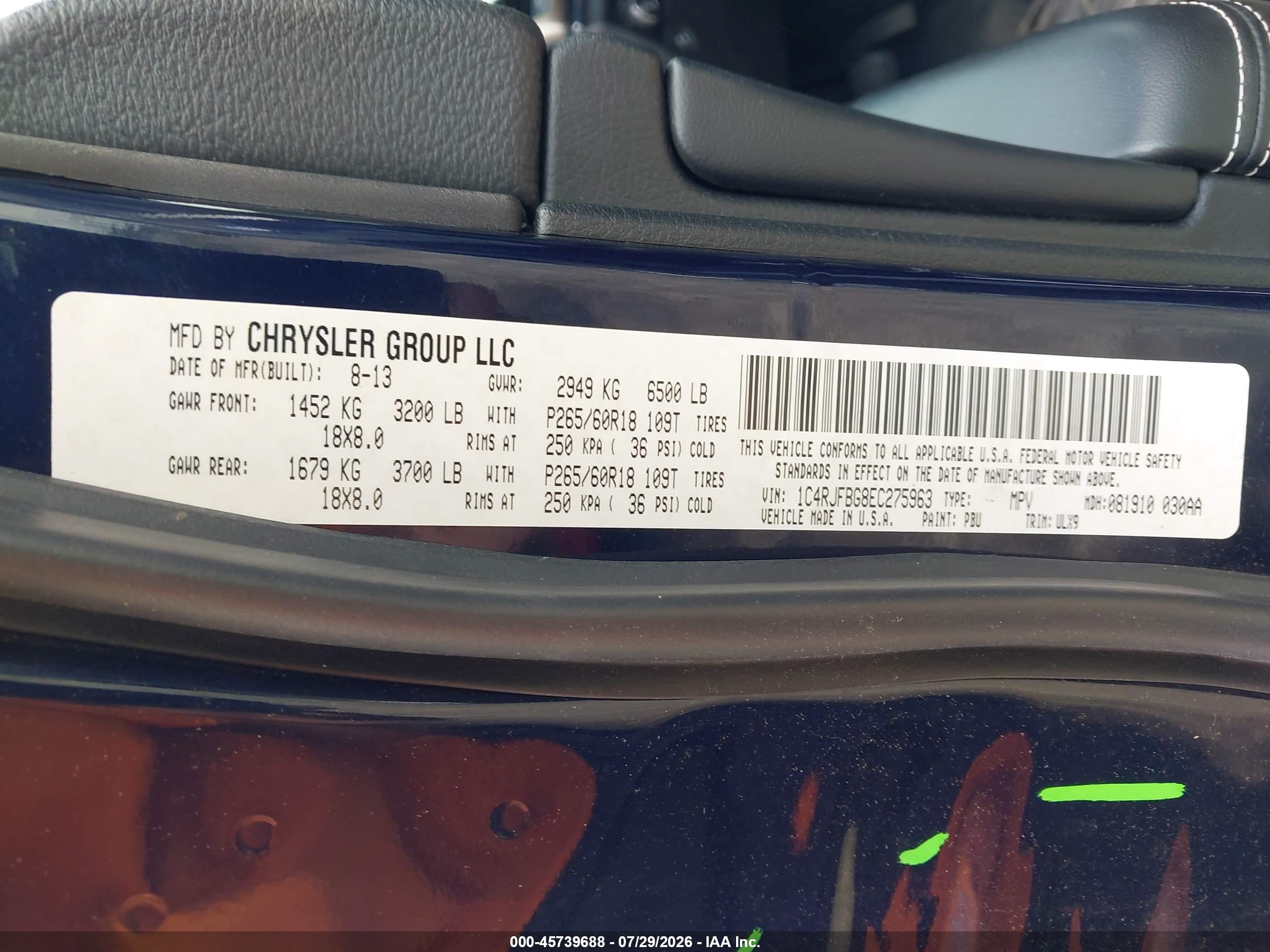 2014 Jeep Grand Cherokee Limited Синий vin: 1C4RJFBG8EC275963