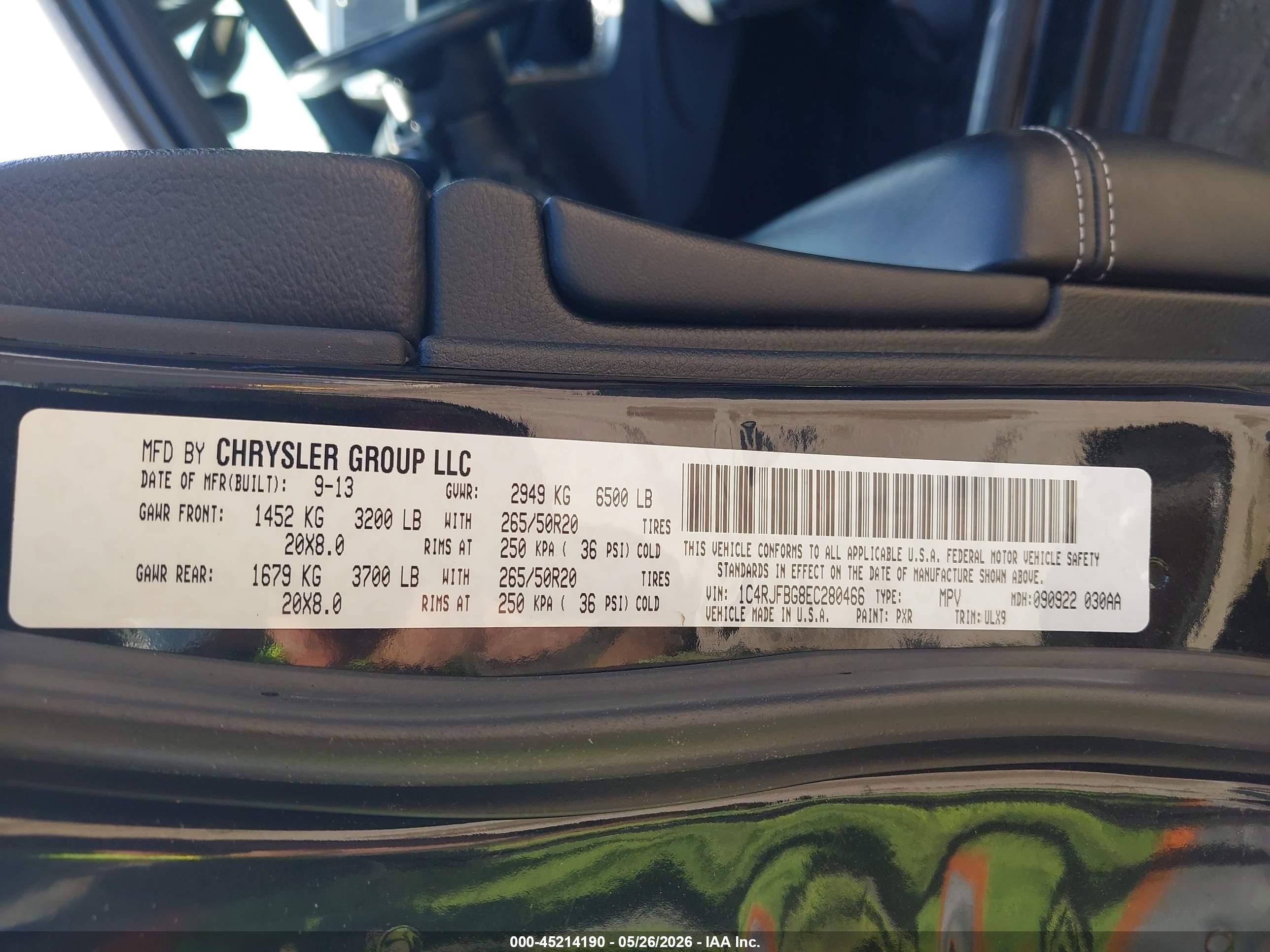 2014 Jeep Grand Cherokee Limited Black vin: 1C4RJFBG8EC280466